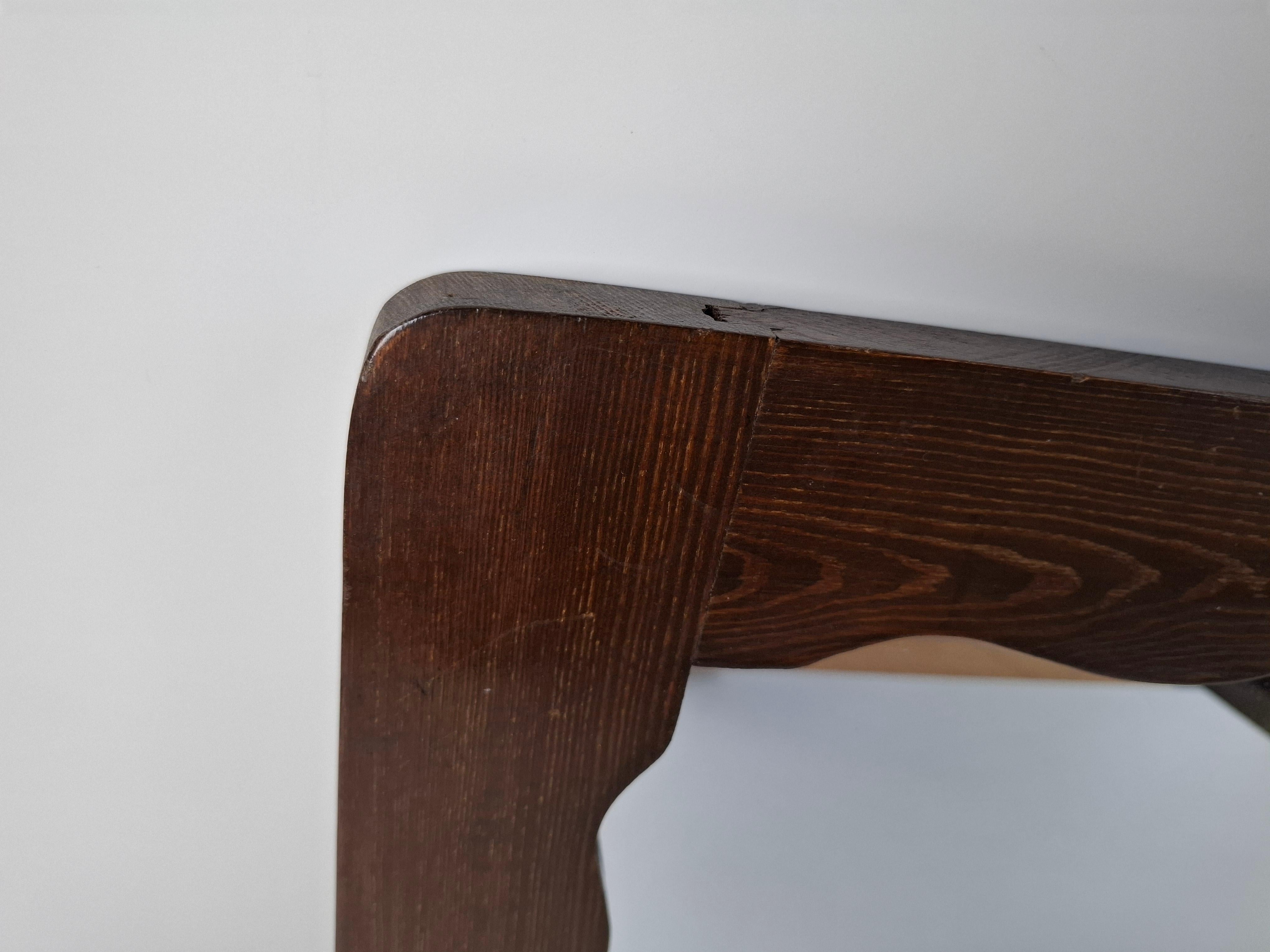 Mid-Century Czechoslovak Wavy-Frame Wooden Wall Mirror, 1940s For Sale 2