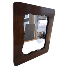 Mid-Century Czechoslovak Wavy-Frame Wooden Wall Mirror, 1940s