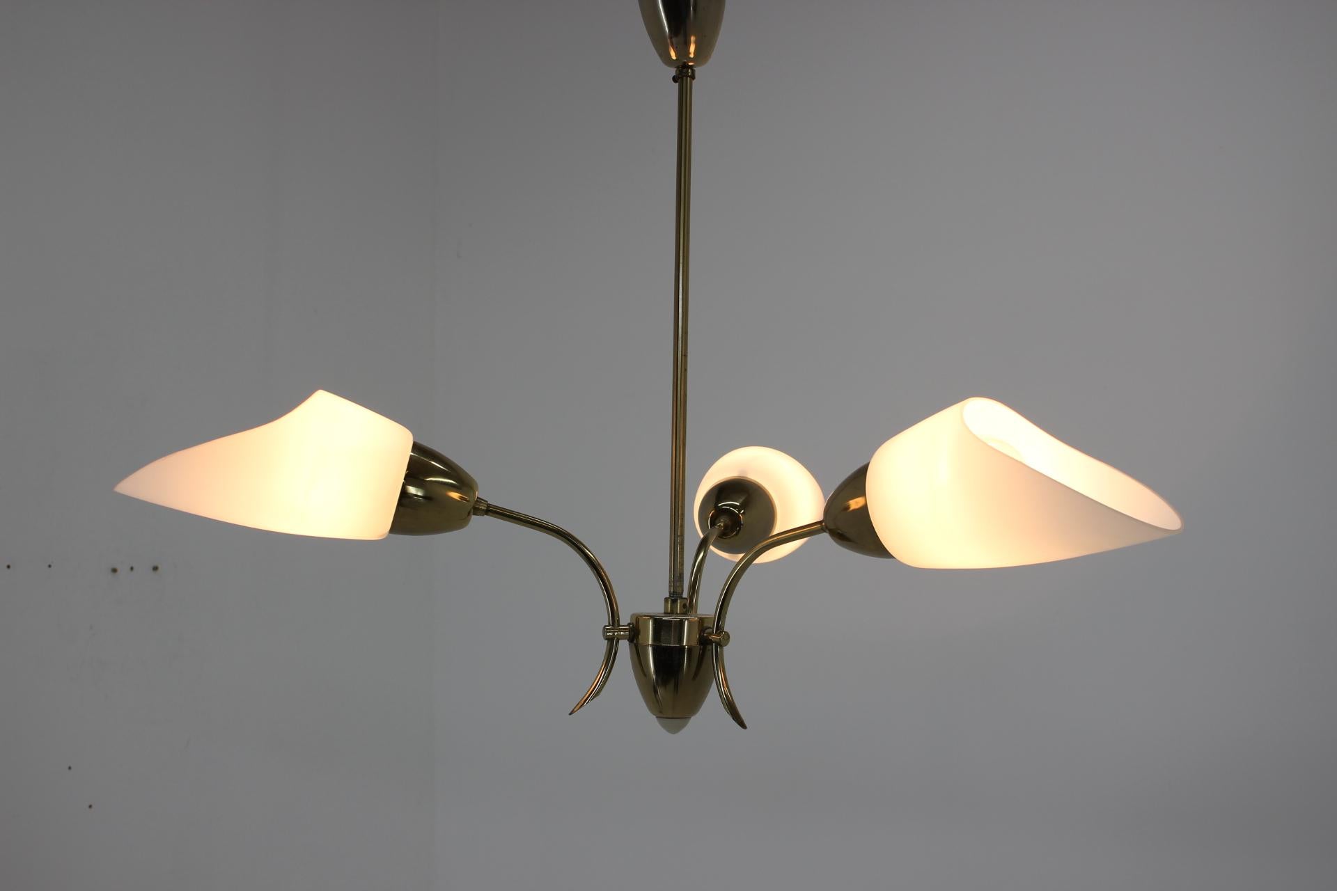 Brass Midcentury Czechoslovakian Chandelier, 1970 For Sale