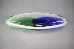 Mid-Century Czechoslovakian Novy Bor Blue and Green Art Glass Bowl, 1960s