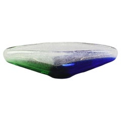 Mid-Century Czechoslovakian Novy Bor Blue and Green Art Glass Bowl, 1960s