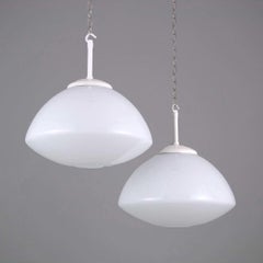 Mid Century Czechoslovakian Opaline Glass Pendant Light