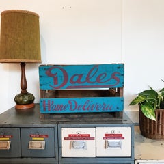 Midcentury "Dales Home Deliveries" Brand Painted Wooden Soda Crate Boxes