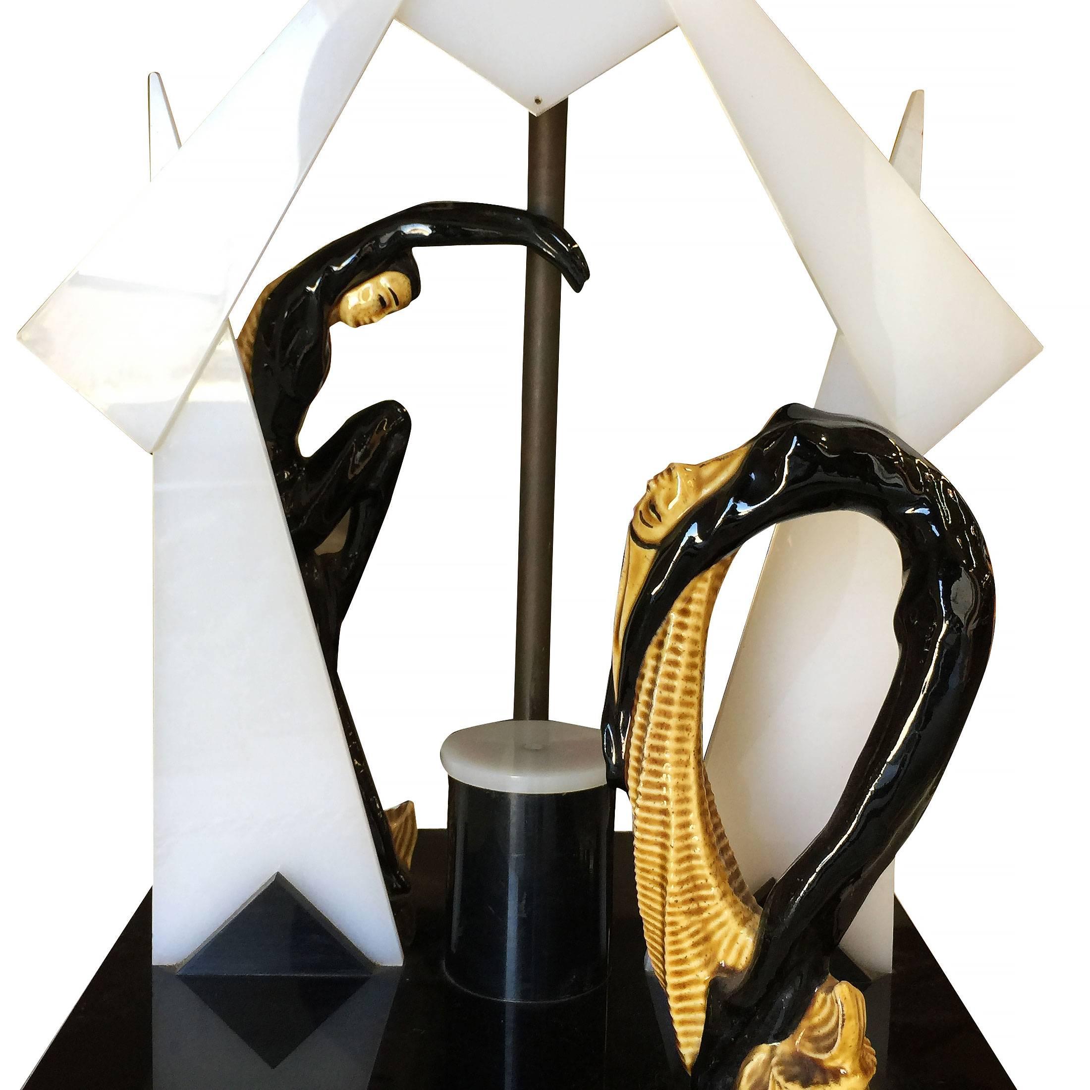 Midcentury Dancers Acrylic Sculptural Lamp by Moss In Excellent Condition For Sale In Van Nuys, CA