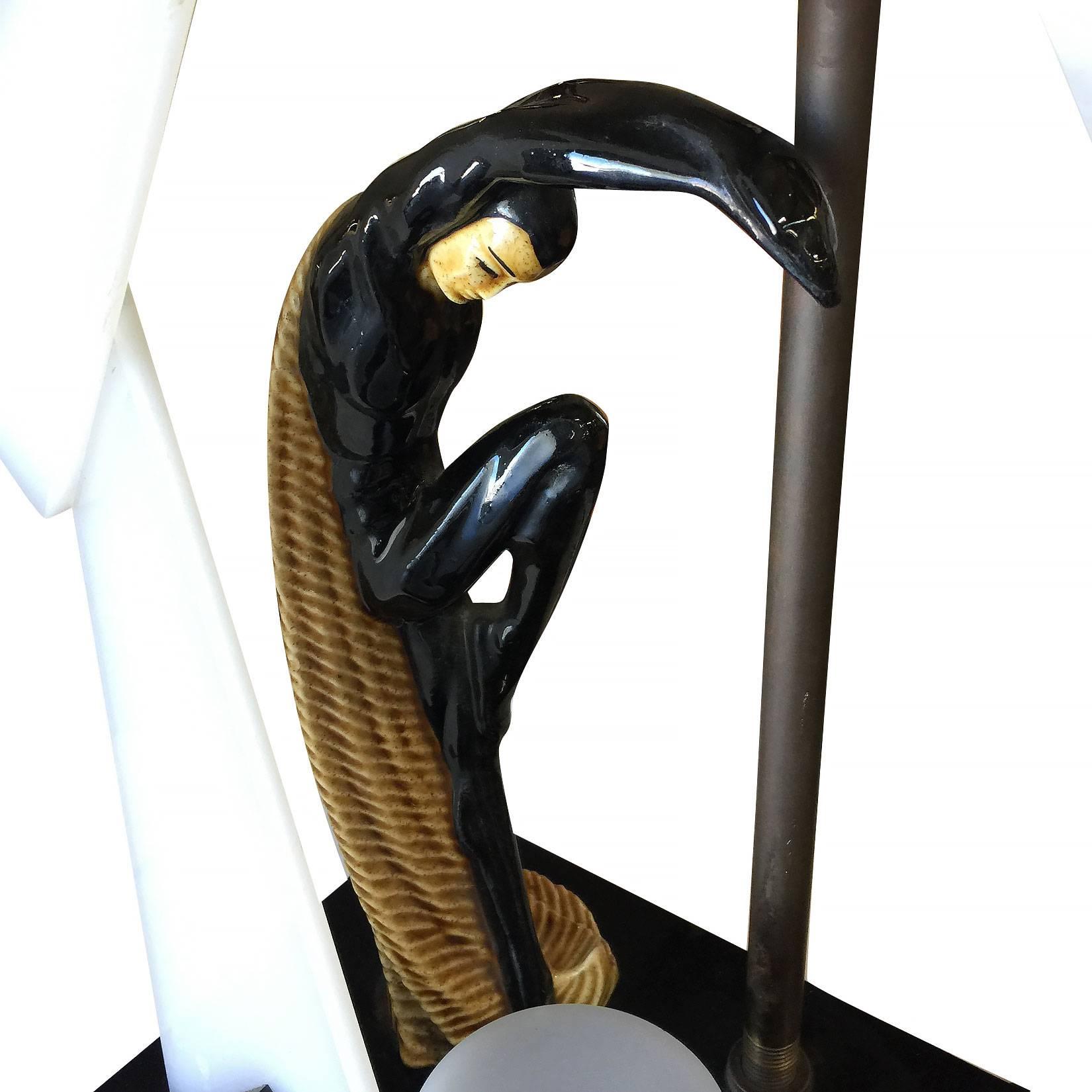 Mid-20th Century Midcentury Dancers Acrylic Sculptural Lamp by Moss For Sale