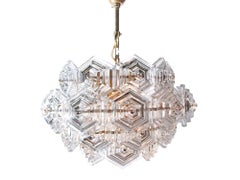 Mid Century Dandelion Sputnik Glass Prisms Chandelier VEB, Germany, 1960s