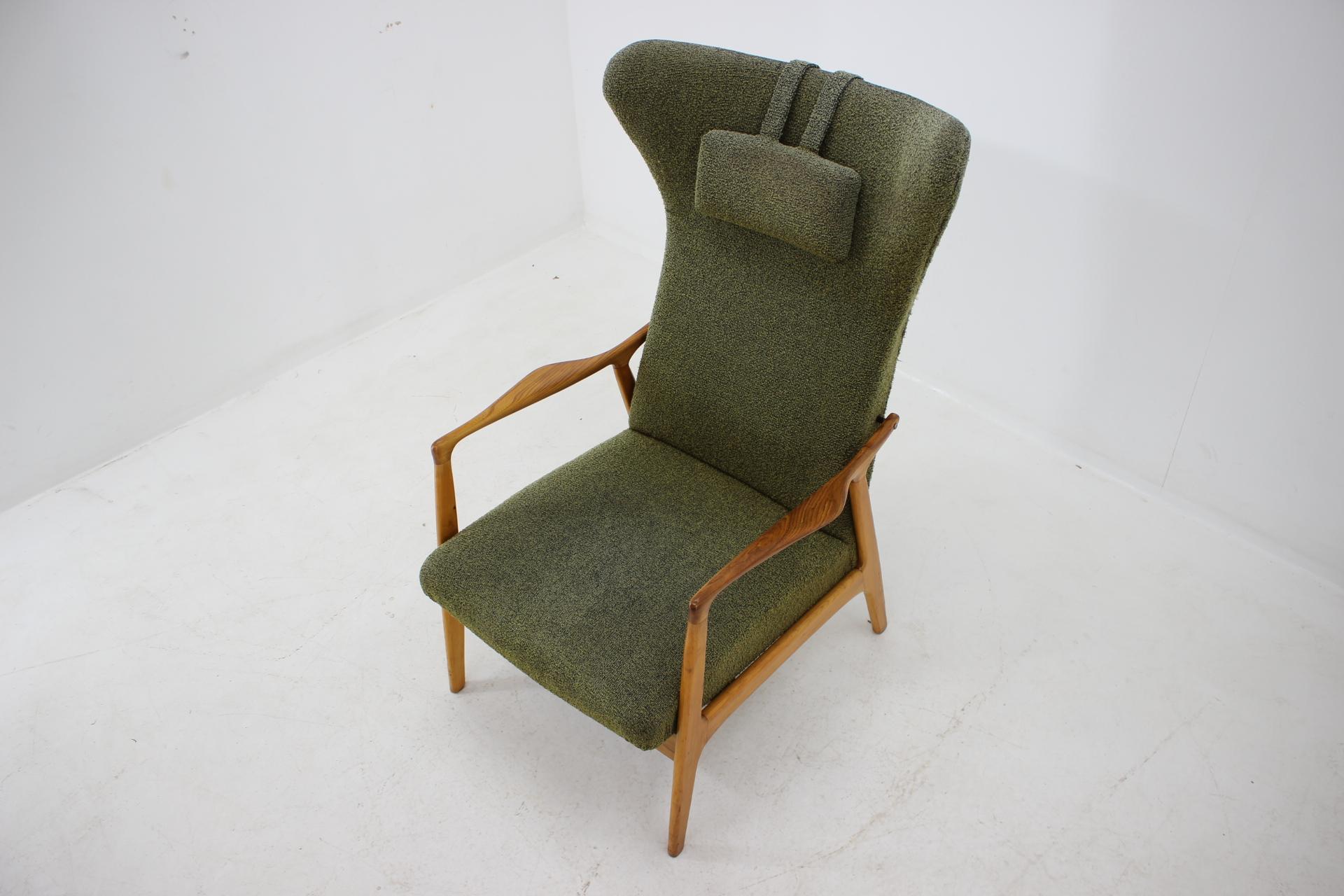 Fabric Midcentury Danish Wing Chair, 1960s