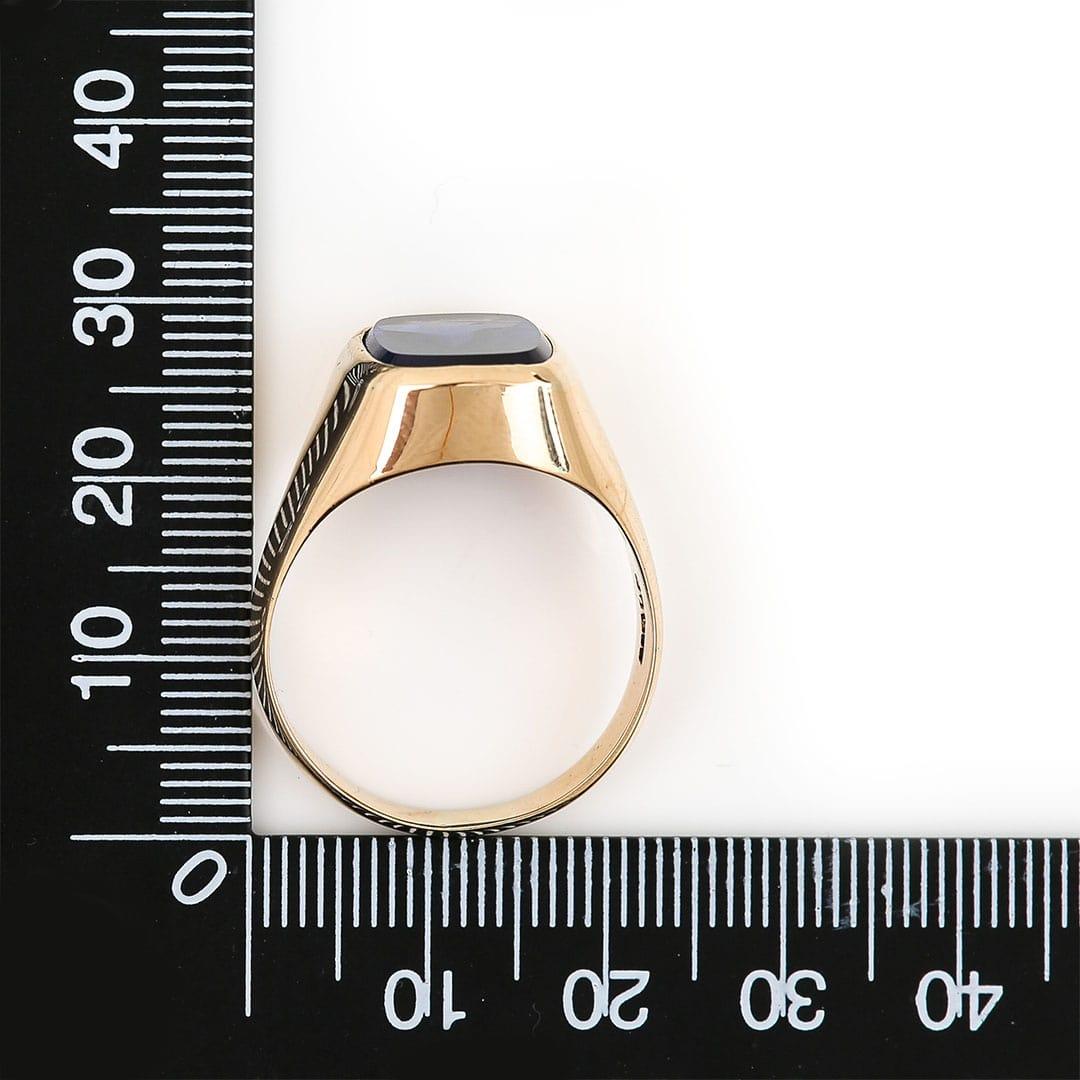 Dänischer 14 Karat Gold Synthet-Saphir Herren-Siegelring aus der Mitte des Jahrhunderts, um 1960 im Angebot 5