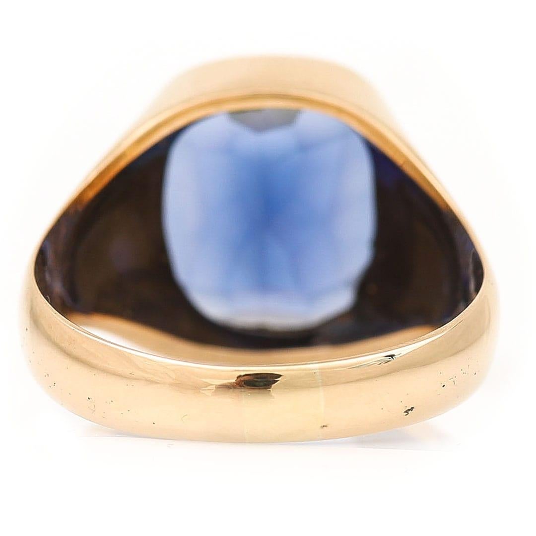 Dänischer 14 Karat Gold Synthet-Saphir Herren-Siegelring aus der Mitte des Jahrhunderts, um 1960 im Angebot 1