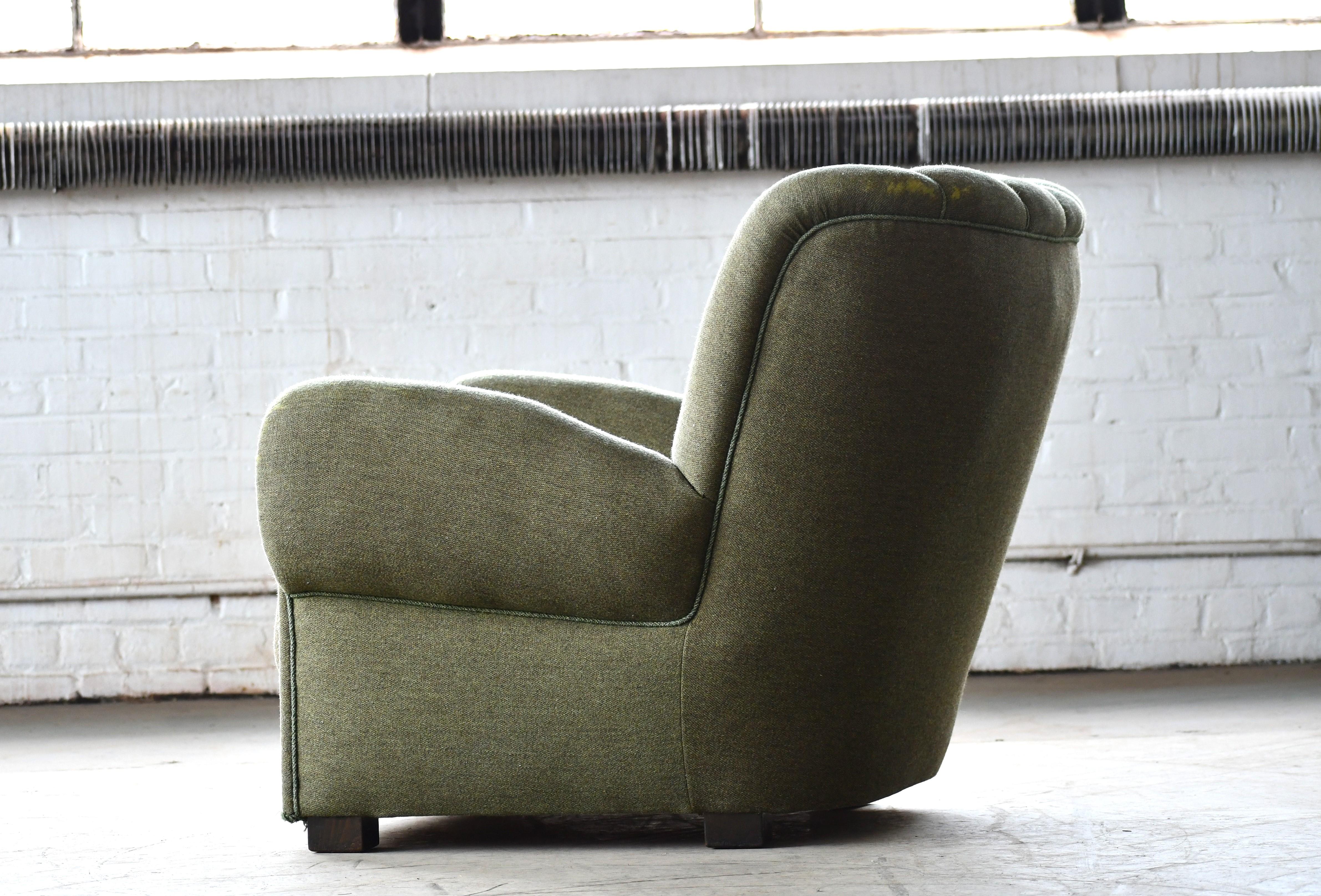 Mid-Century Danish 1940's Large Scale Club Chair For Sale 1