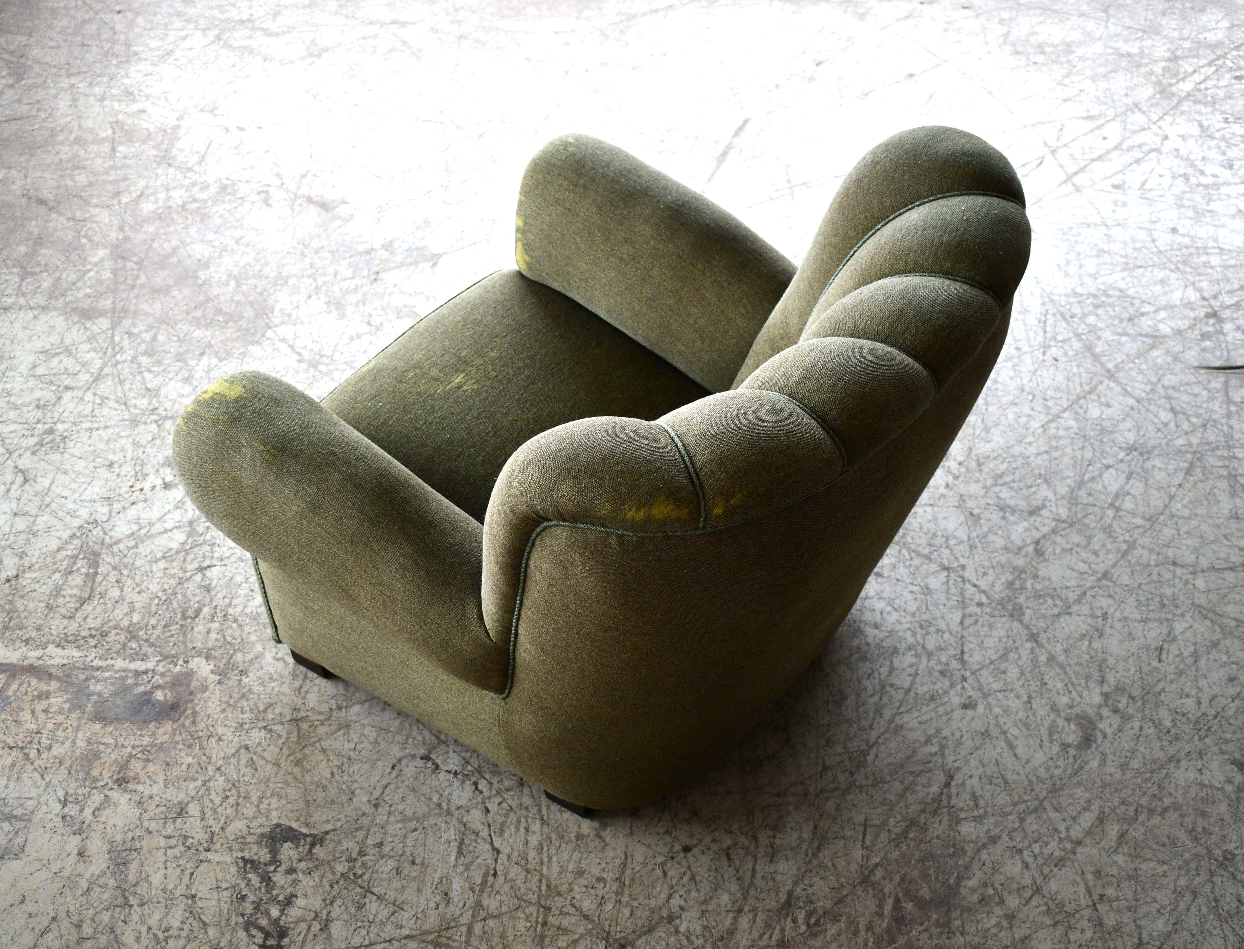 Mid-Century Danish 1940's Large Scale Club Chair For Sale 2