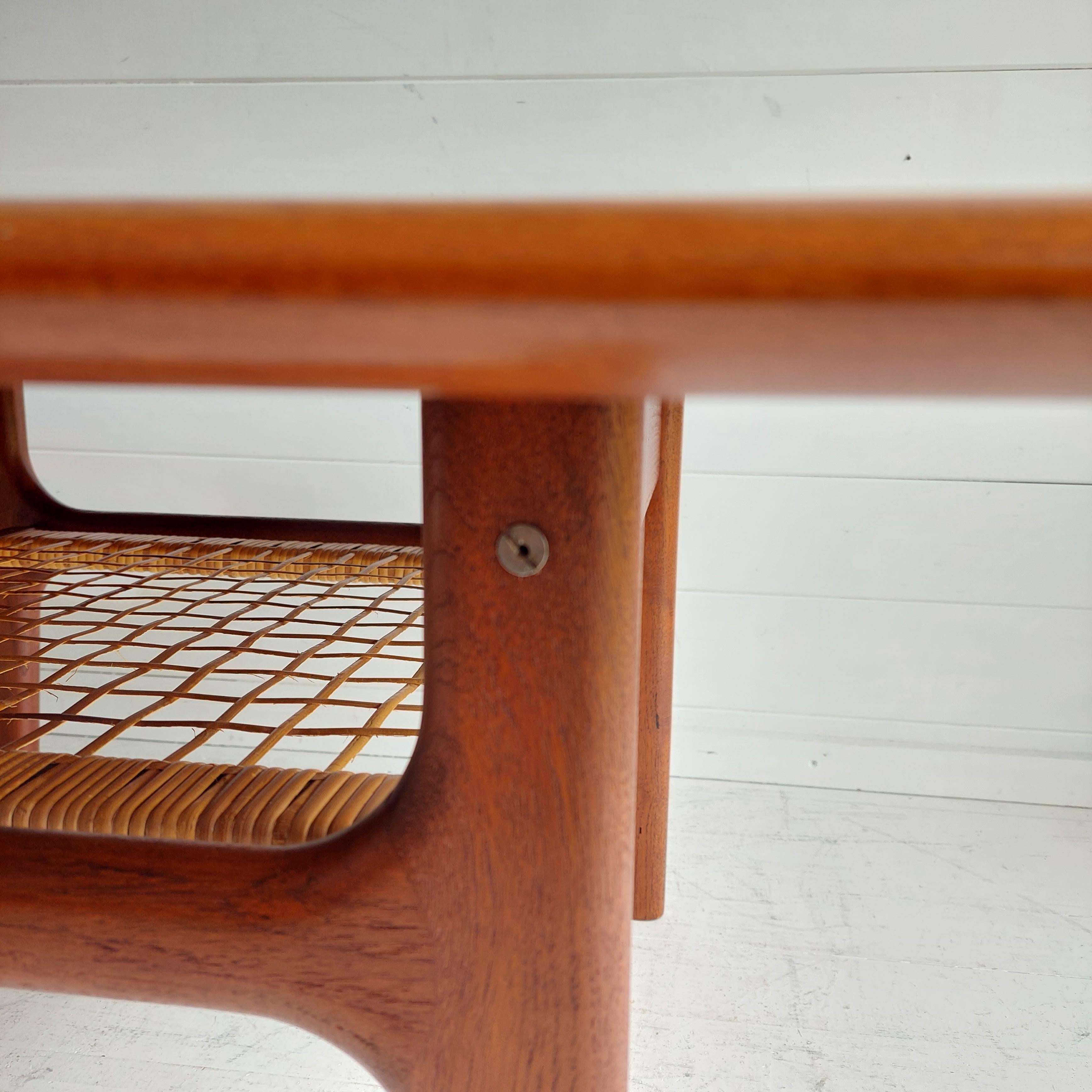 Midcentury Danish 1960s Teak and Cane Coffee Table by Trioh Møbler 8
