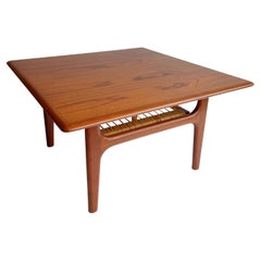 Midcentury Danish 1960s Teak and Cane Coffee Table by Trioh Møbler