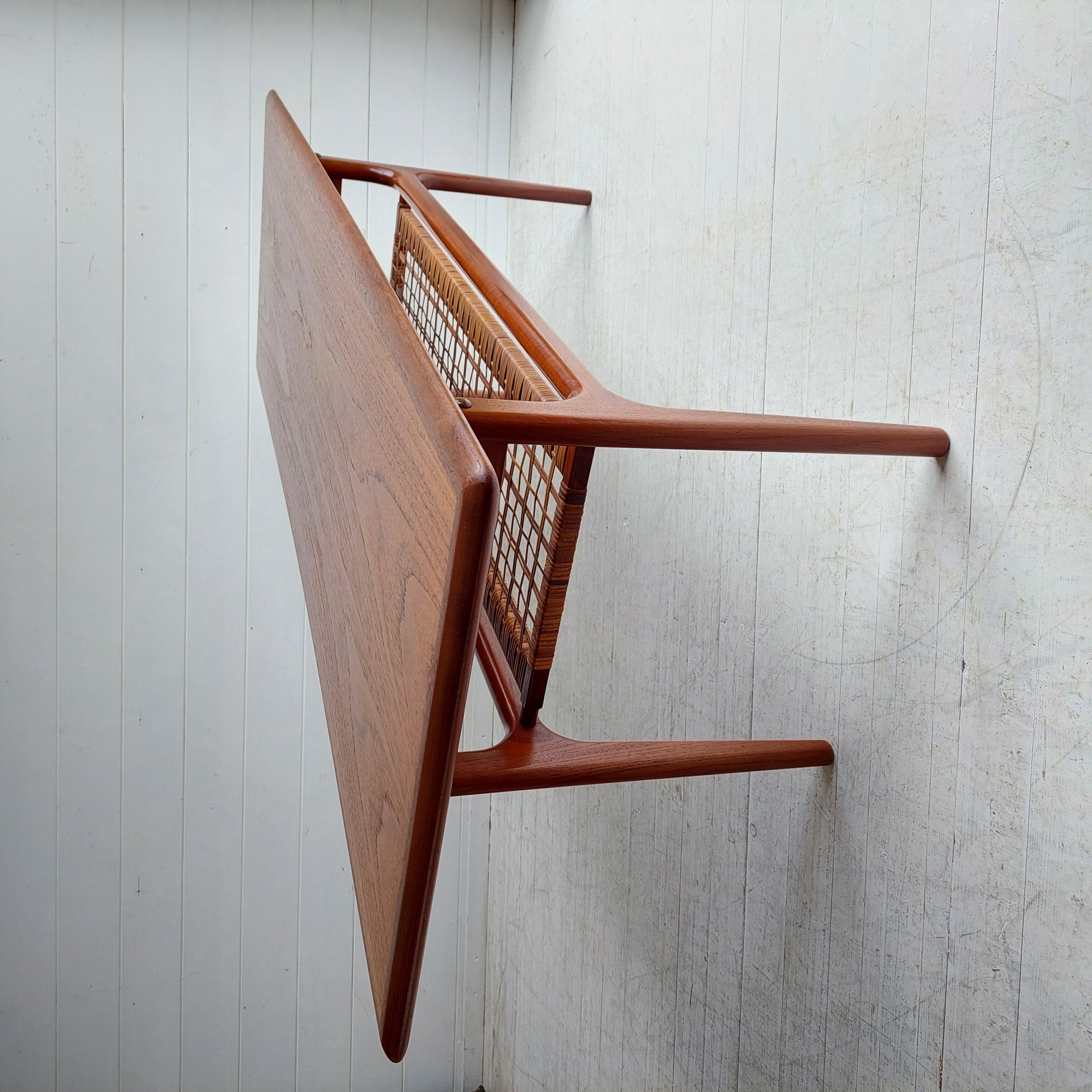 Mid Century Danish 1960’s Teak And Cane large Coffee Table By Trioh Møbler 5