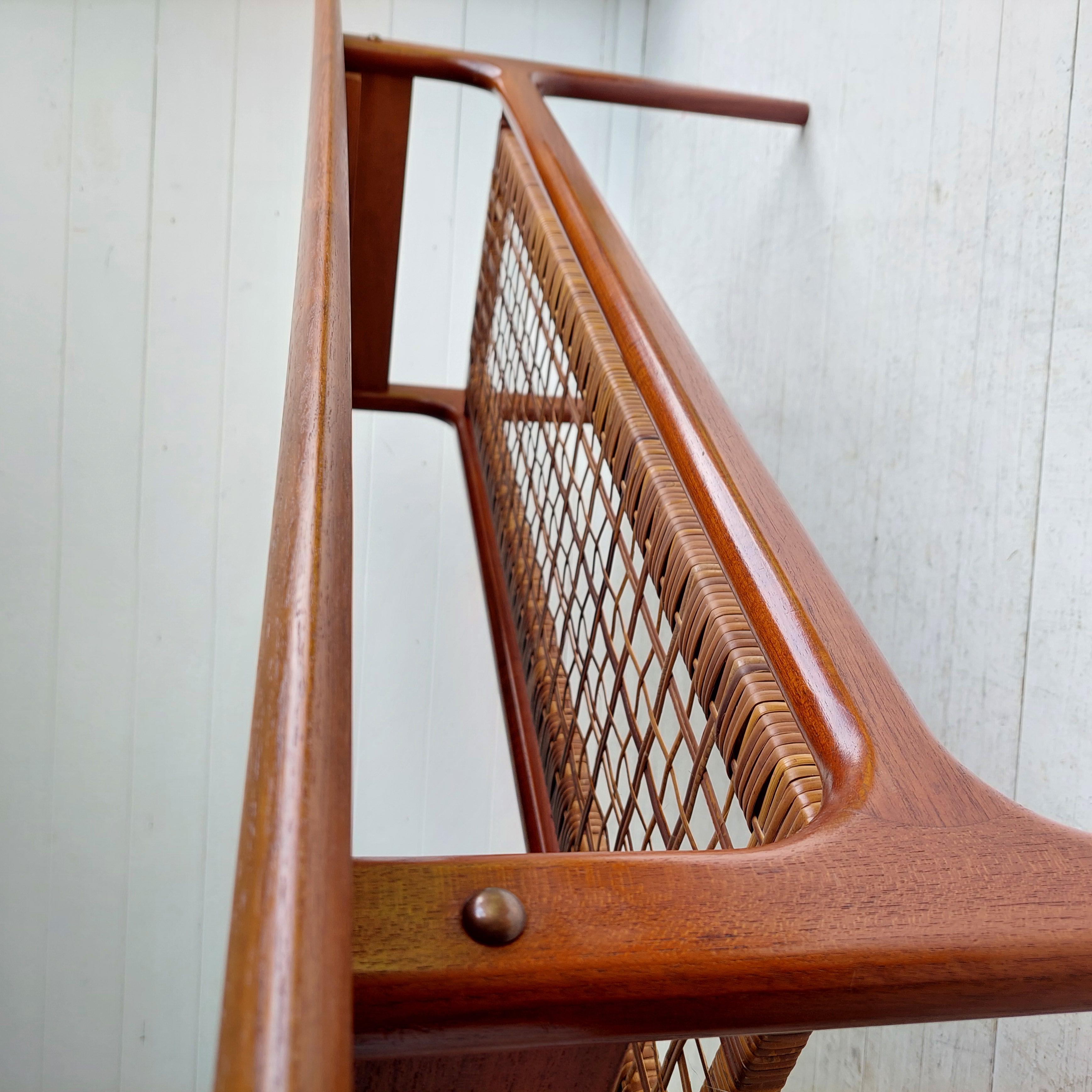 Mid Century Danish 1960’s Teak And Cane large Coffee Table By Trioh Møbler 7