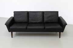 Mid-Century Danish 3-Seater Black Leather Sofa by Thams, 1960s.