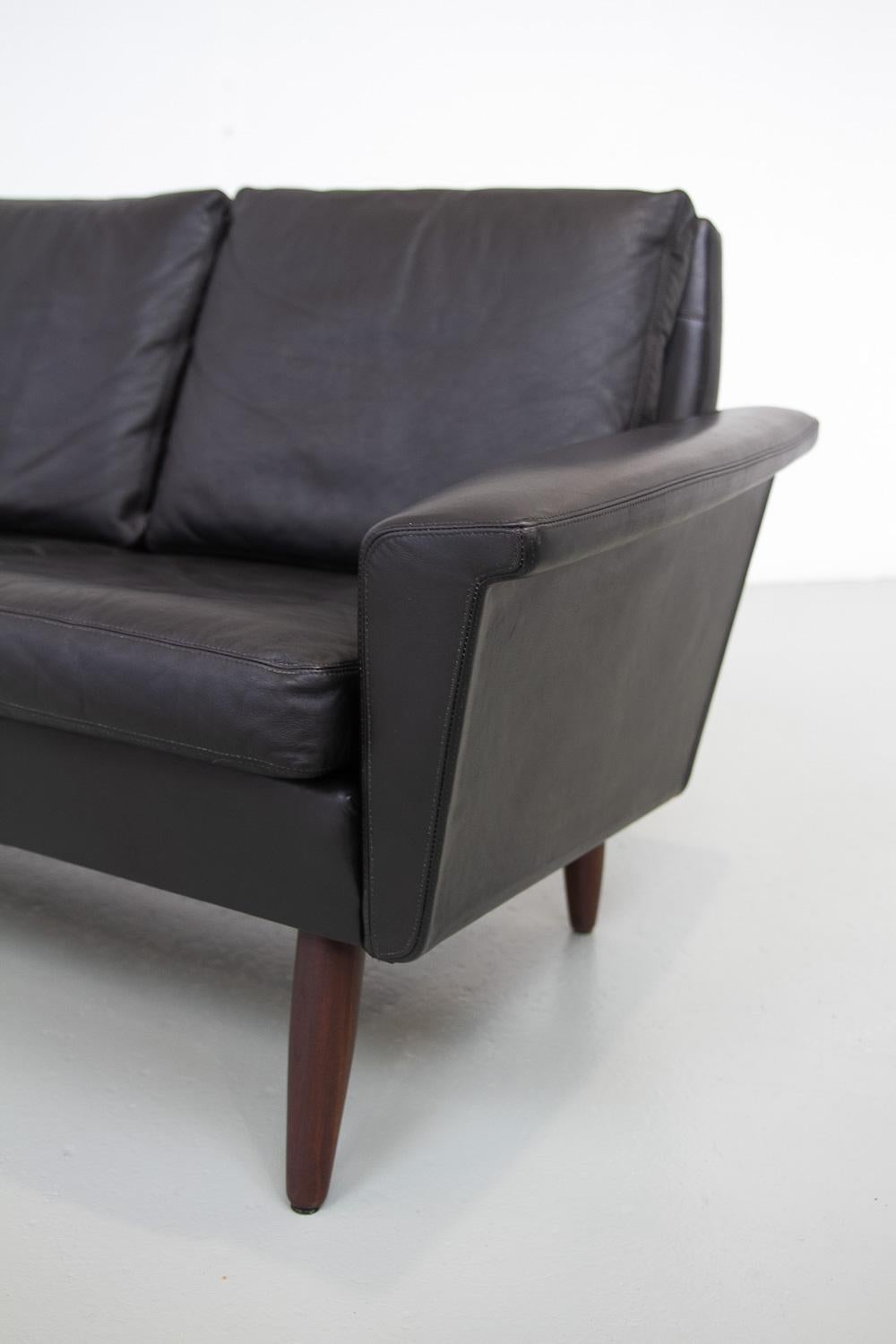 Mid-Century Danish 3-Seater Black Leather Sofa by Thams, 1960s. 2