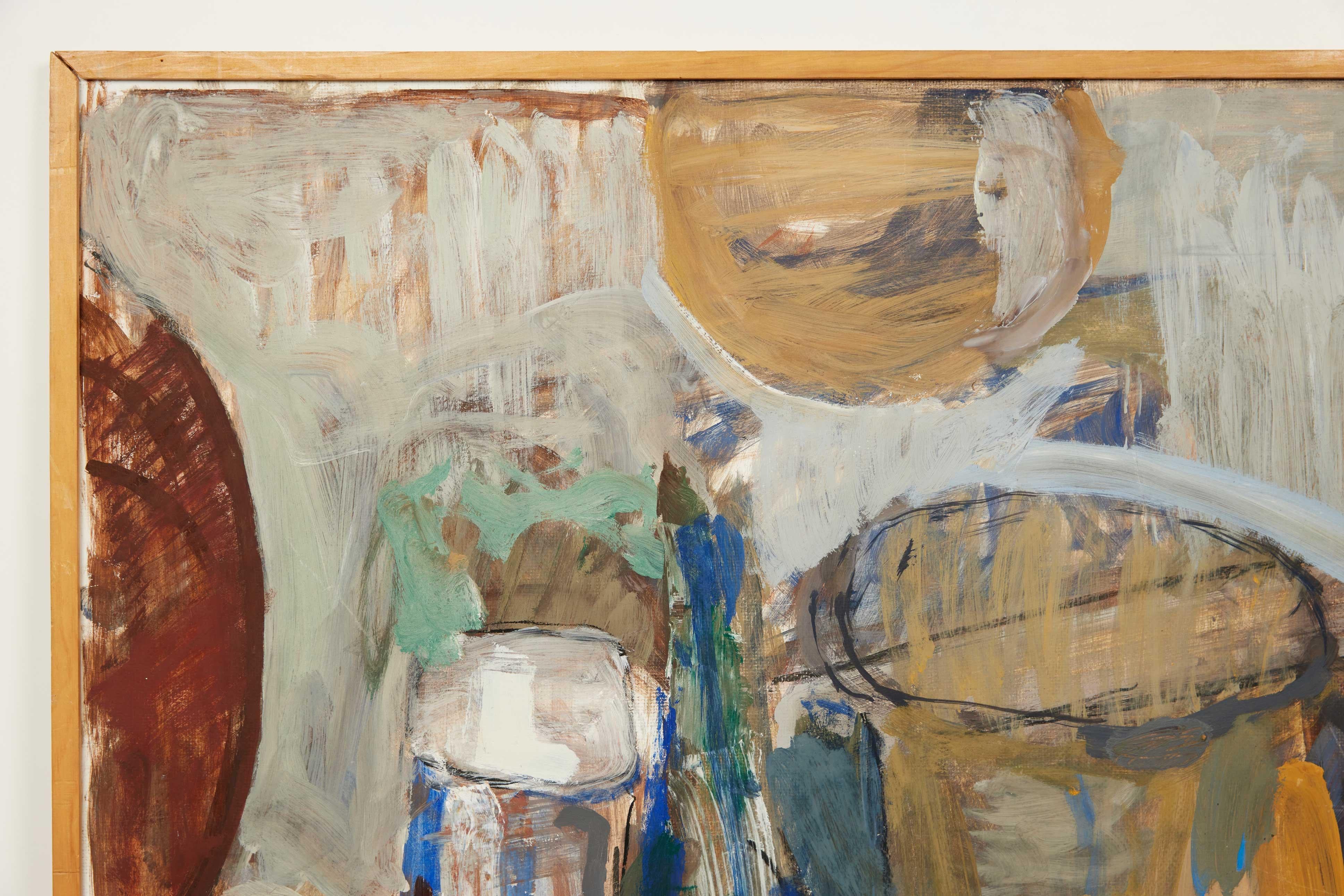 Dänisches abstraktes mehrfarbiges Gemälde, signiert 1965, Moderne der Mitte des Jahrhunderts (Ende des 20. Jahrhunderts) im Angebot