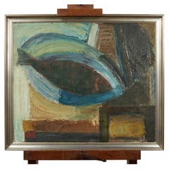 Mid Century Modern Dänisch Abstrakt  Gemälde Osmund Hansen (1908 - 1995) 