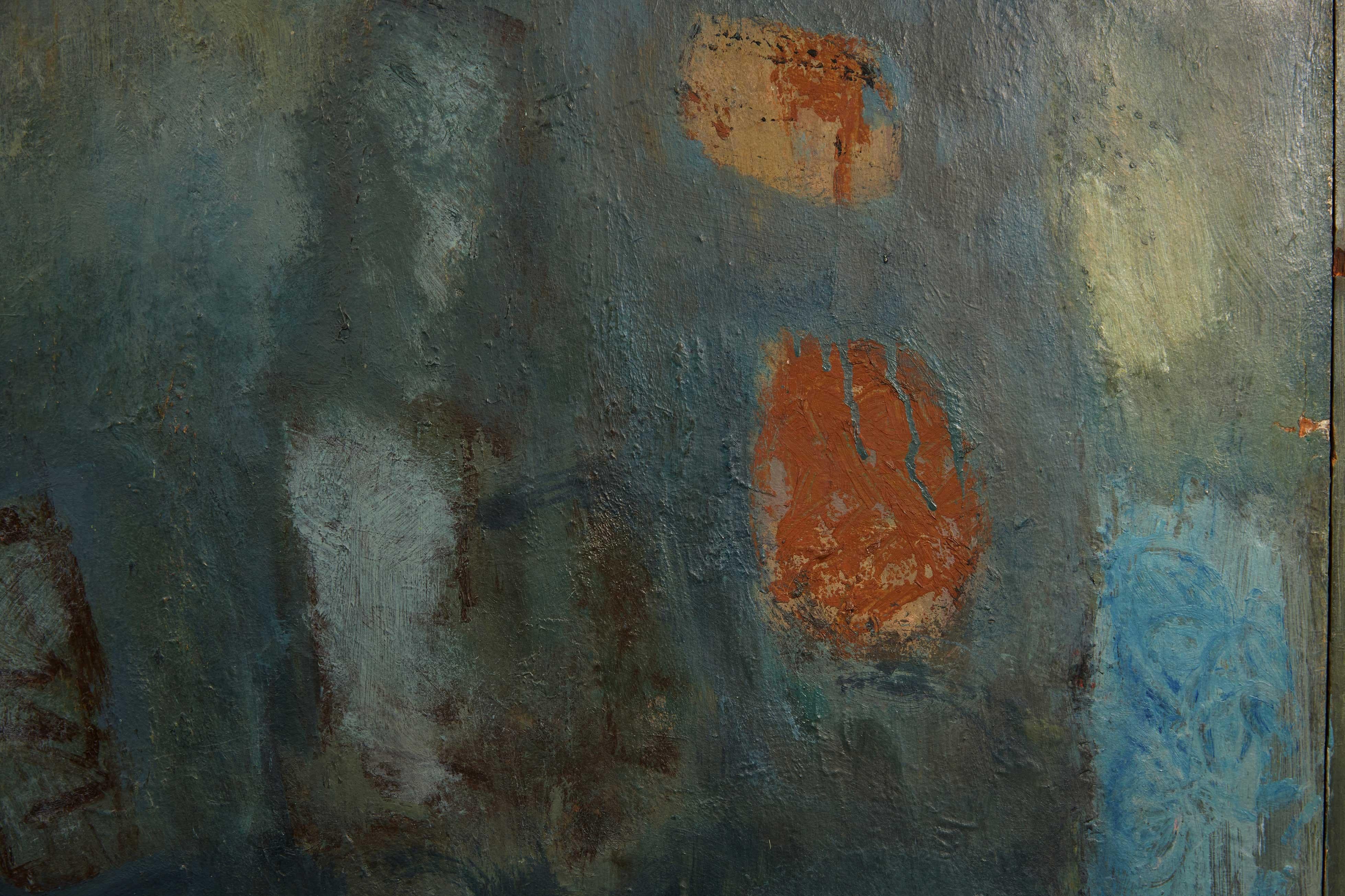 Mid Century Modern Danish Abstract Painting, signed and dated 1968 In Good Condition For Sale In Santa Monica, CA