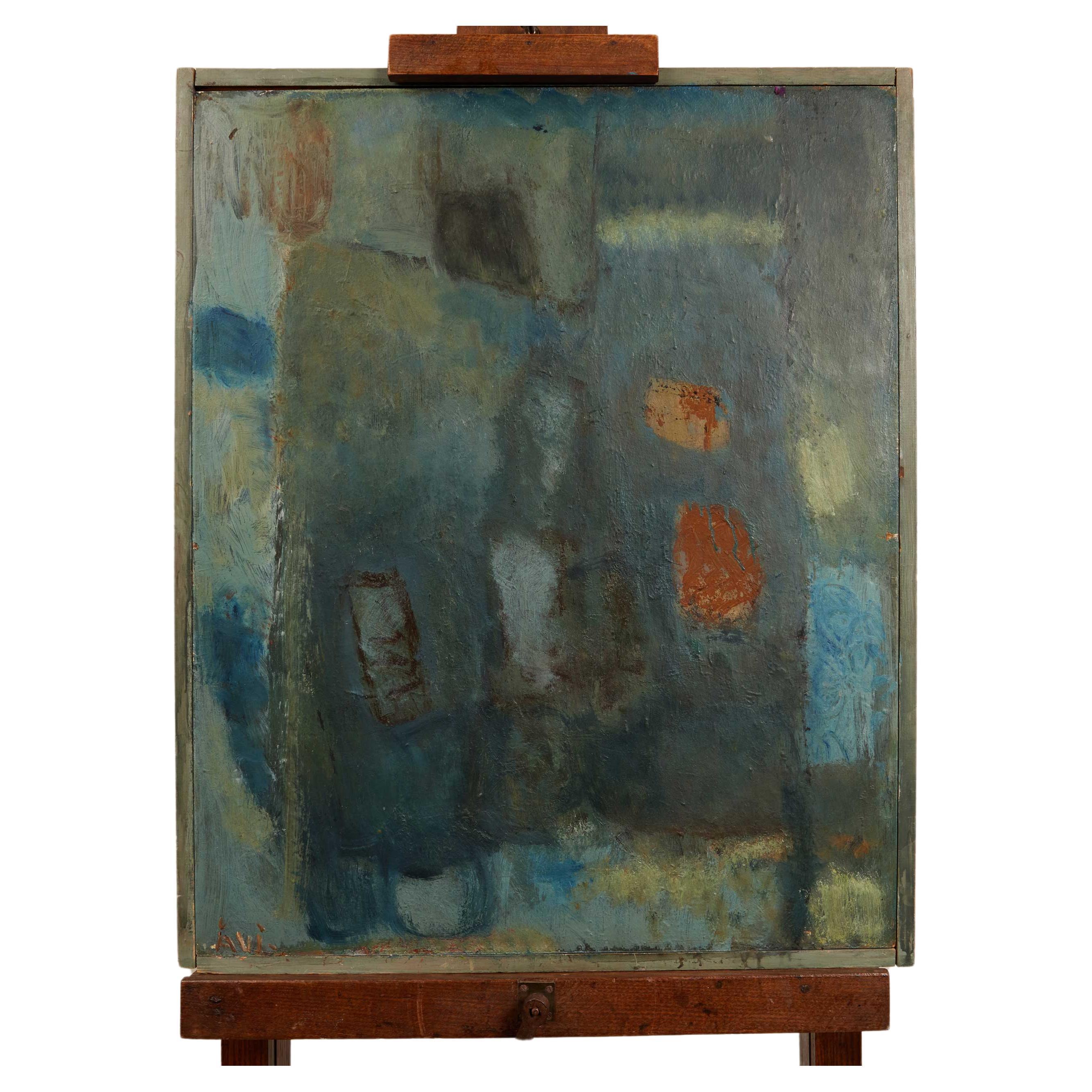 Mid Century Modern Danish Abstract Painting, signed and dated 1968 For Sale