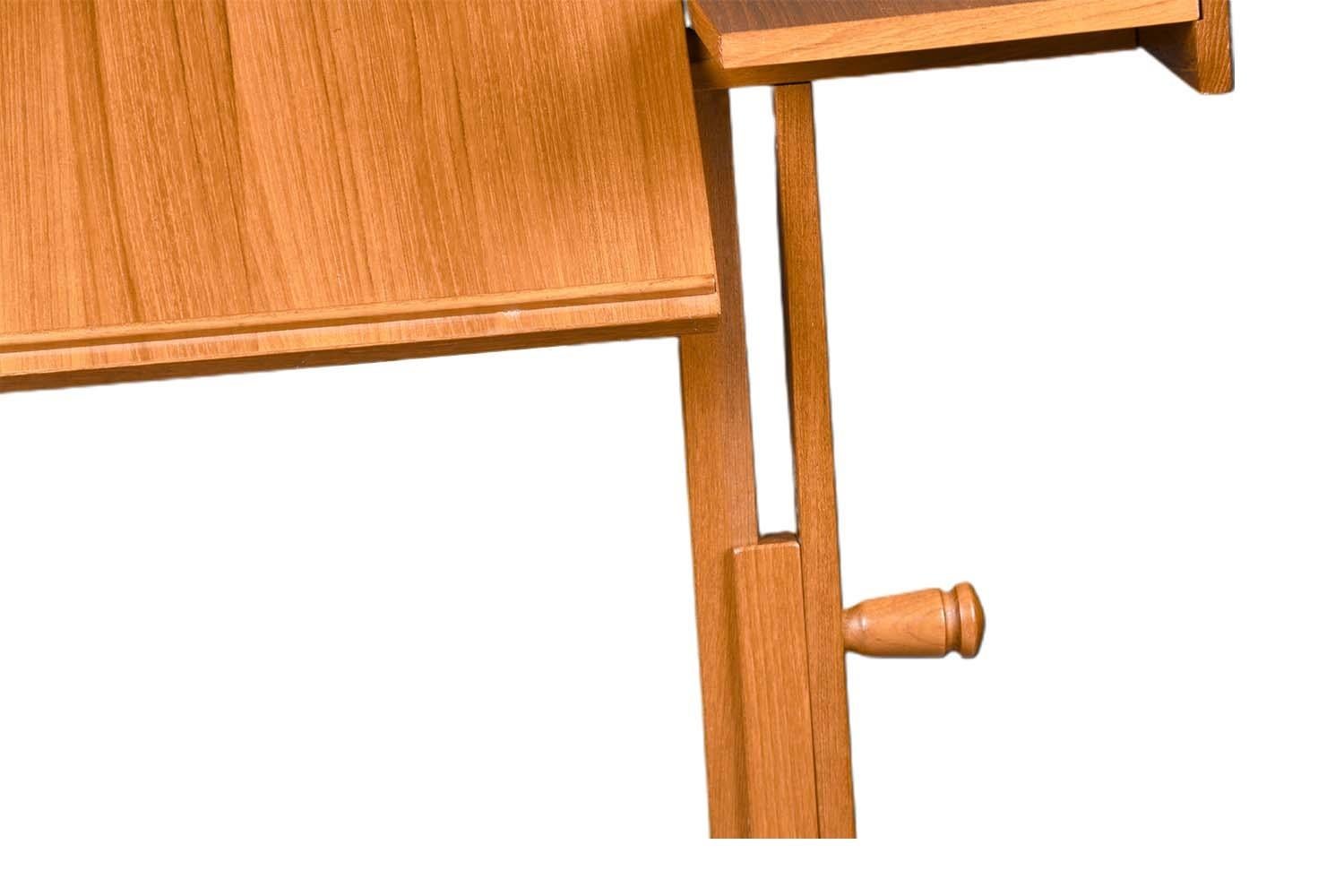 Mid-Century Danish Adjustable Teak Rolling Laptop Music Table Stand 1