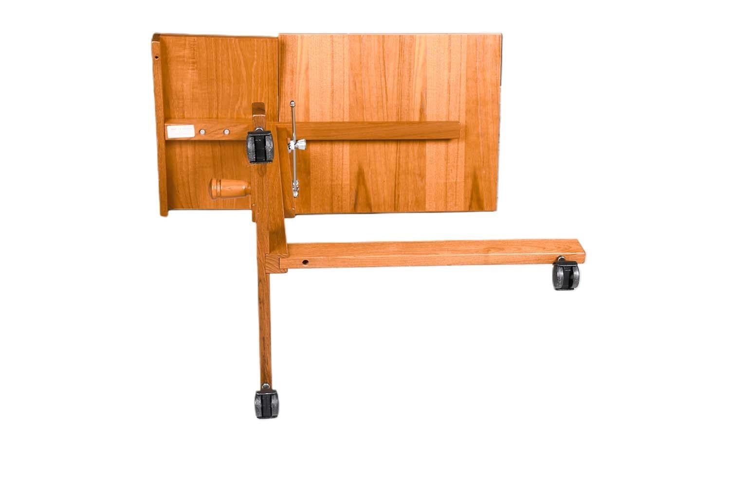 Mid-Century Danish Adjustable Teak Rolling Laptop Music Table Stand 3