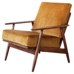 Mid Century, Danish Armchair in Ochre Velvet
