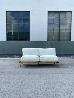 Mid-Century Danish Armless Daybed Sofa in Boucle Fabric