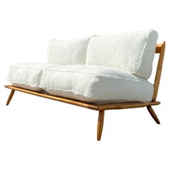 Mid-Century Danish Armless Daybed Sofa in Boucle Fabric