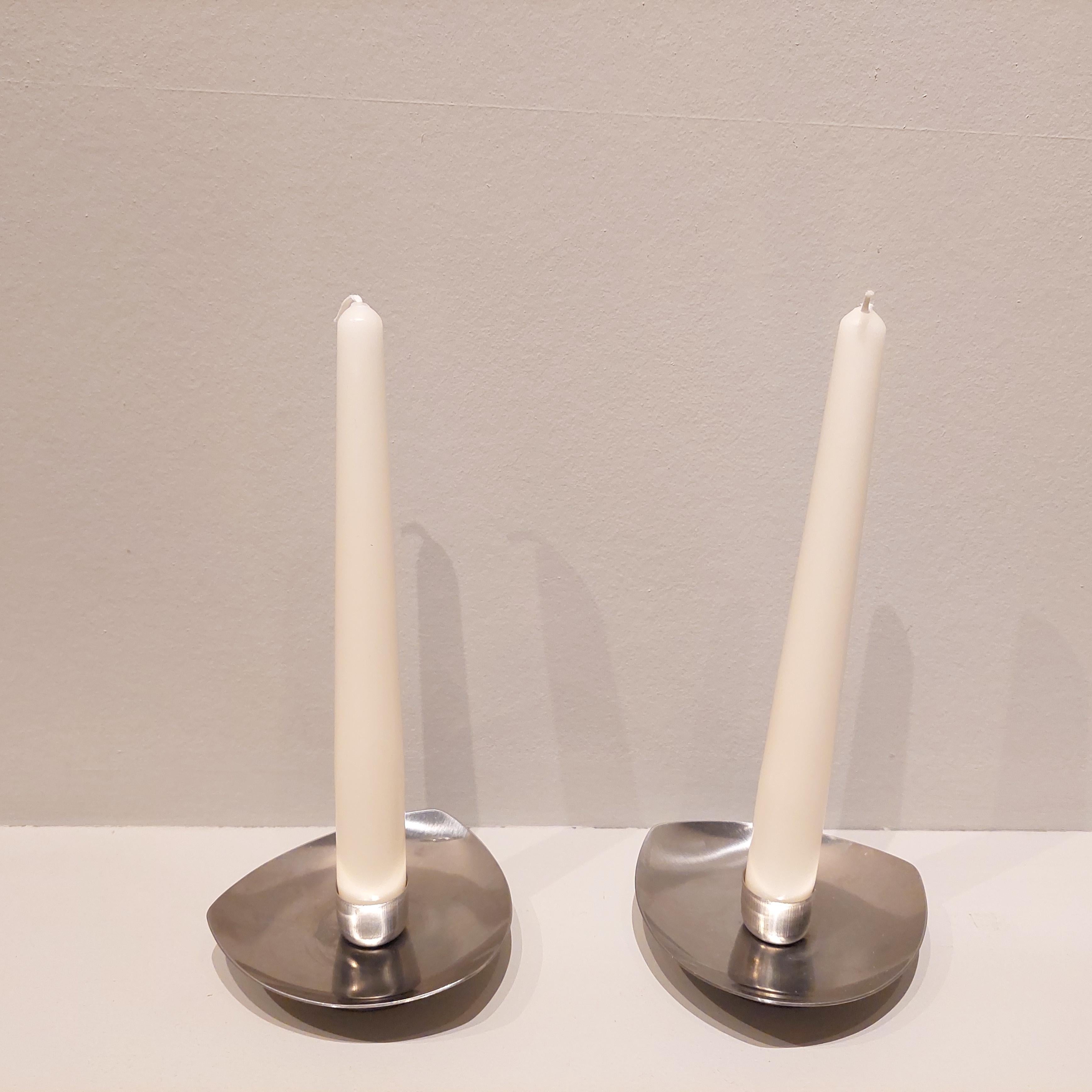 20th Century Mid Century Danish Arne Jacobsen Stainless steel Candlesticks 60s set of 2
