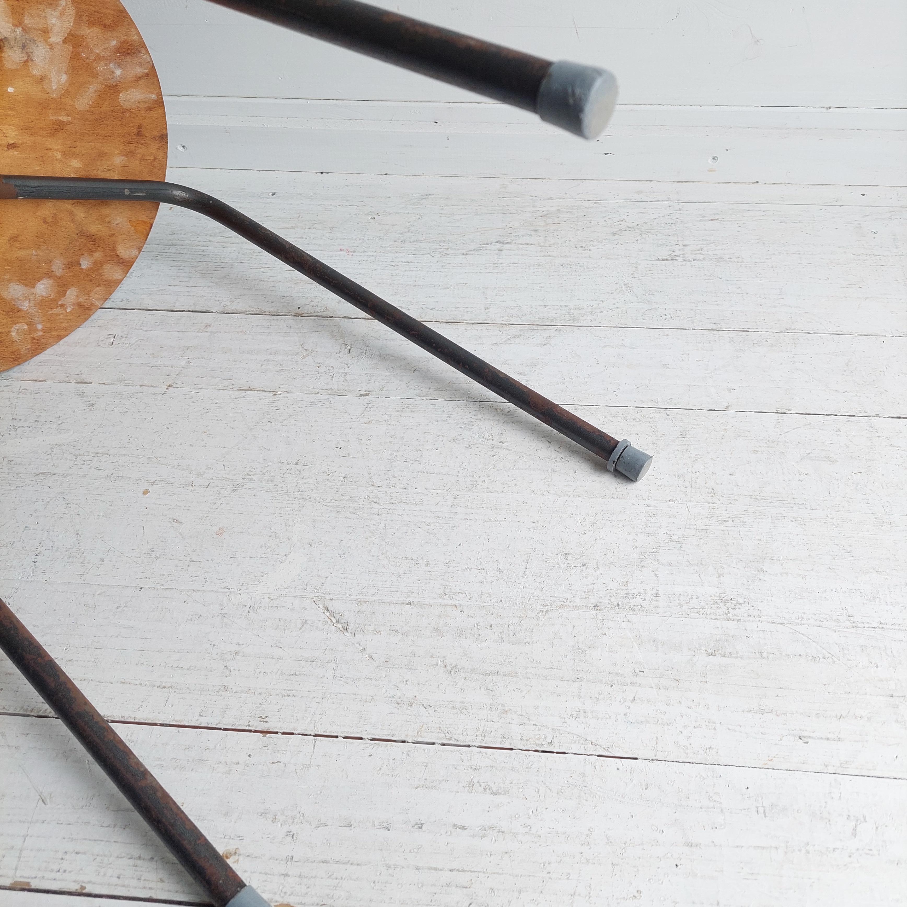 Mid Century Danish Arne Jacobsen Style Dot Stool tripod base  Vintage Industrial 11