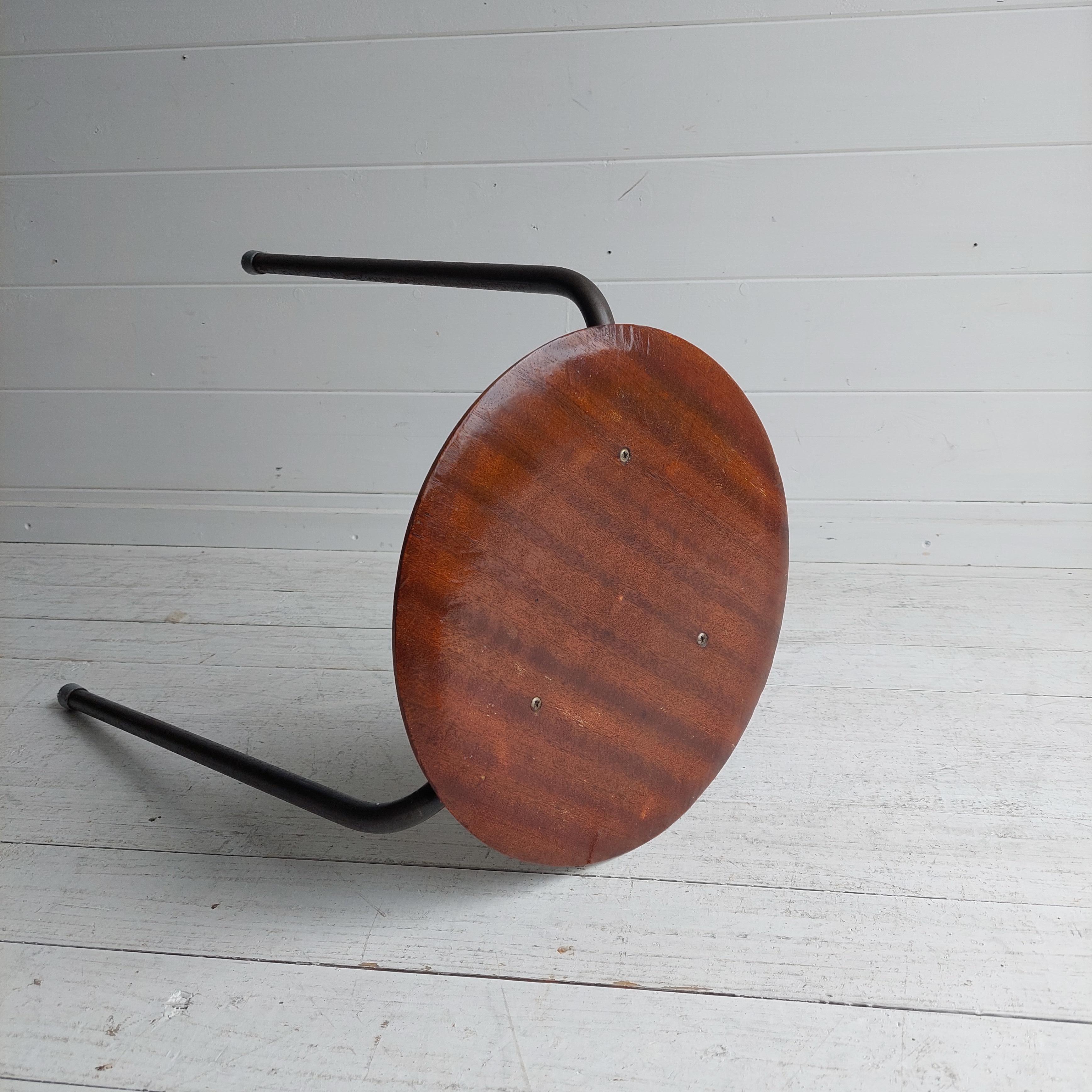 British Mid Century Danish Arne Jacobsen Style Dot Stool tripod base  Vintage Industrial