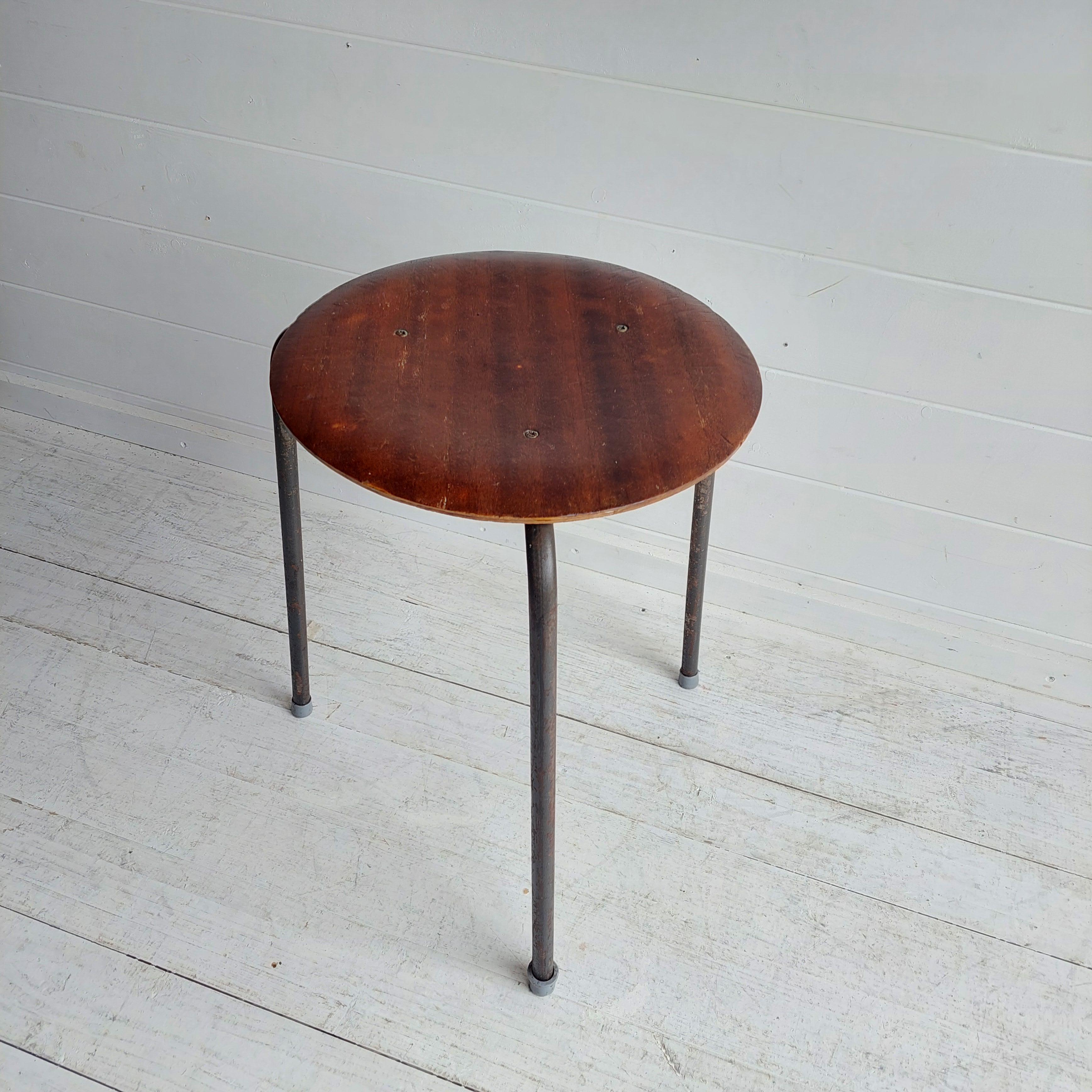 20th Century Mid Century Danish Arne Jacobsen Style Dot Stool tripod base  Vintage Industrial