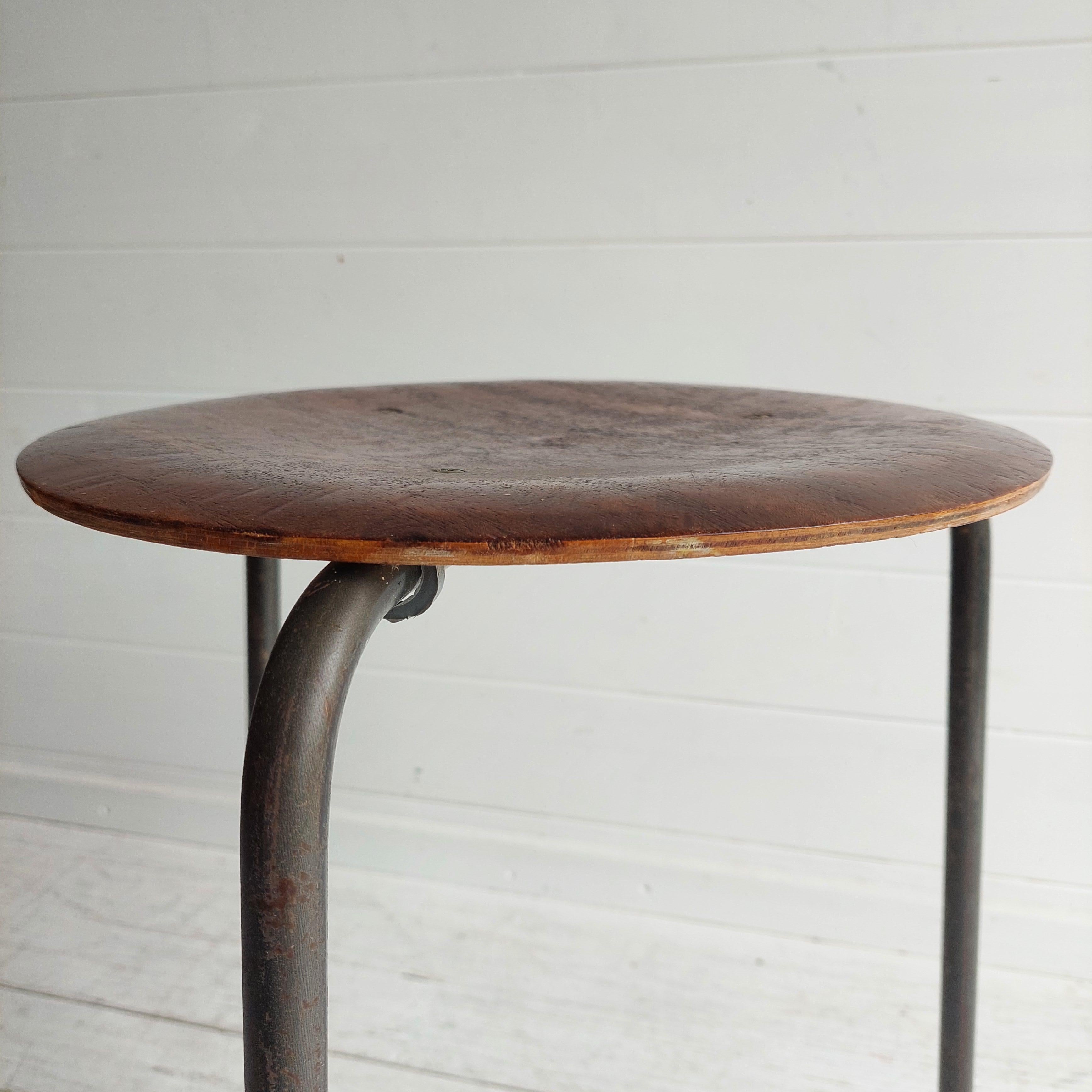Steel Mid Century Danish Arne Jacobsen Style Dot Stool tripod base  Vintage Industrial