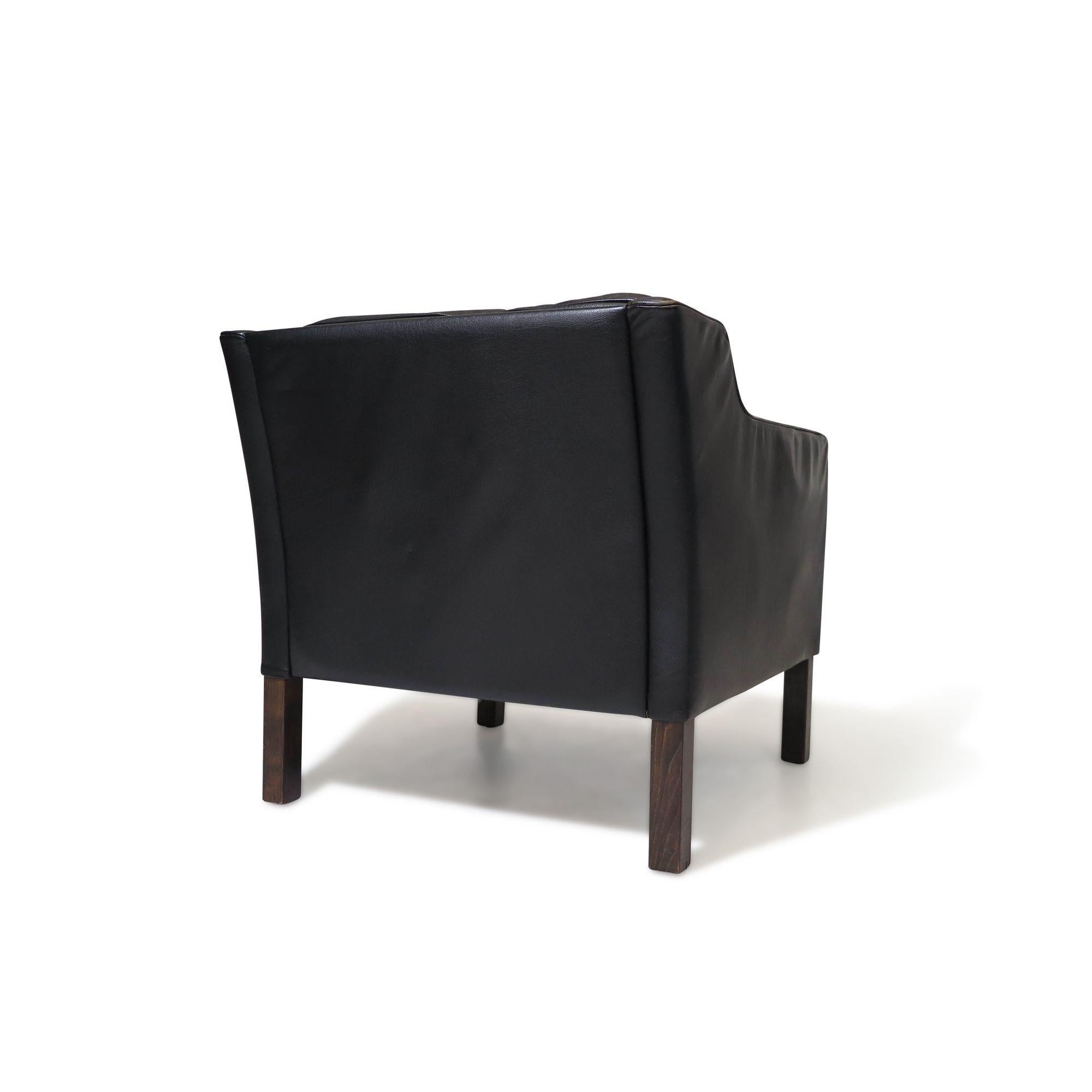Chaise longue danoise du milieu du siècle en cuir noir à la manière de Borg Bon état - En vente à Oakland, CA