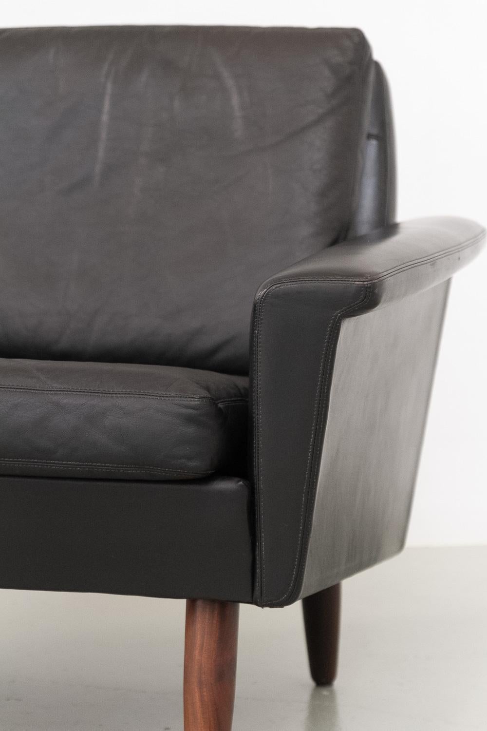 Mid-Century Danish Black Leather Lounge Chairs by Thams, 1960s. Set of 2. For Sale 11