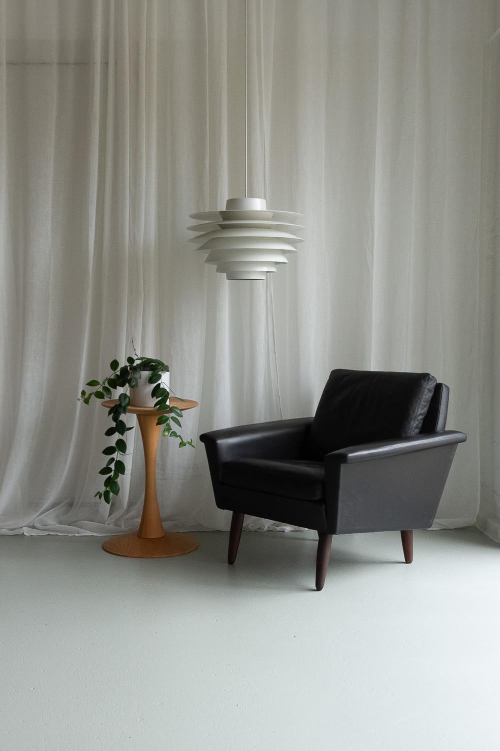Mid-Century Danish Black Leather Lounge Chairs by Thams, 1960s. Set of 2. For Sale 15