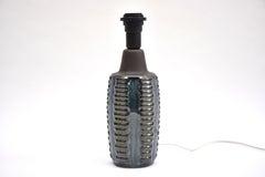 Mid-century Danish blue ceramic glazed table lamp by Einar Johansen, Soholm