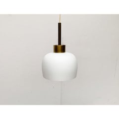 Mid-Century Danish Brass and Glass Pendant, 1960s