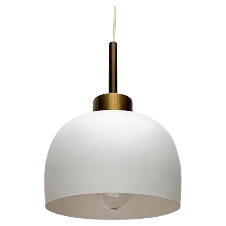 Mid-Century Danish Brass and Glass Pendant, 1960s