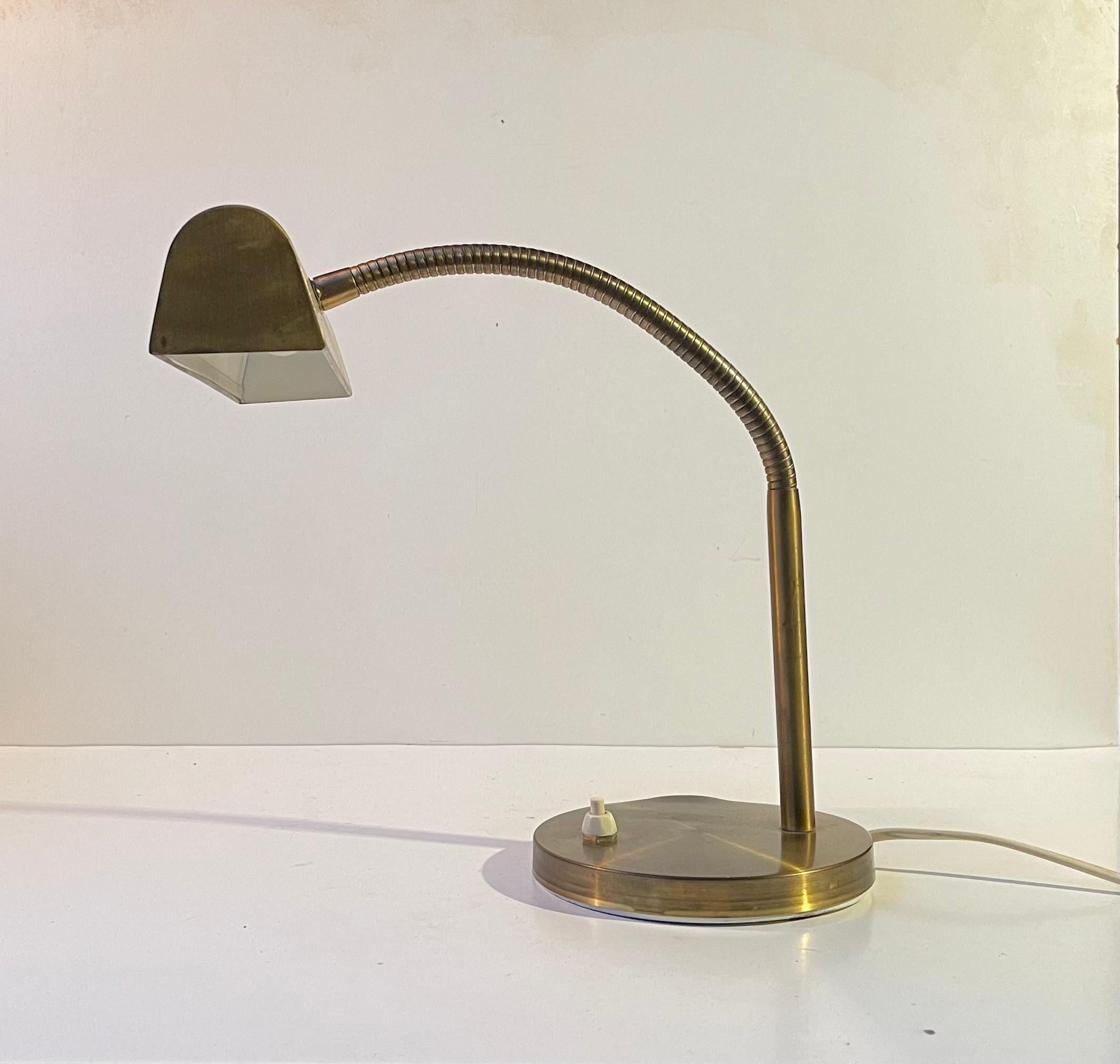 Mid-Century Modern Mid-Century Danish Brass Bankers Desk Lamp by E. S. Horn, 1950s For Sale