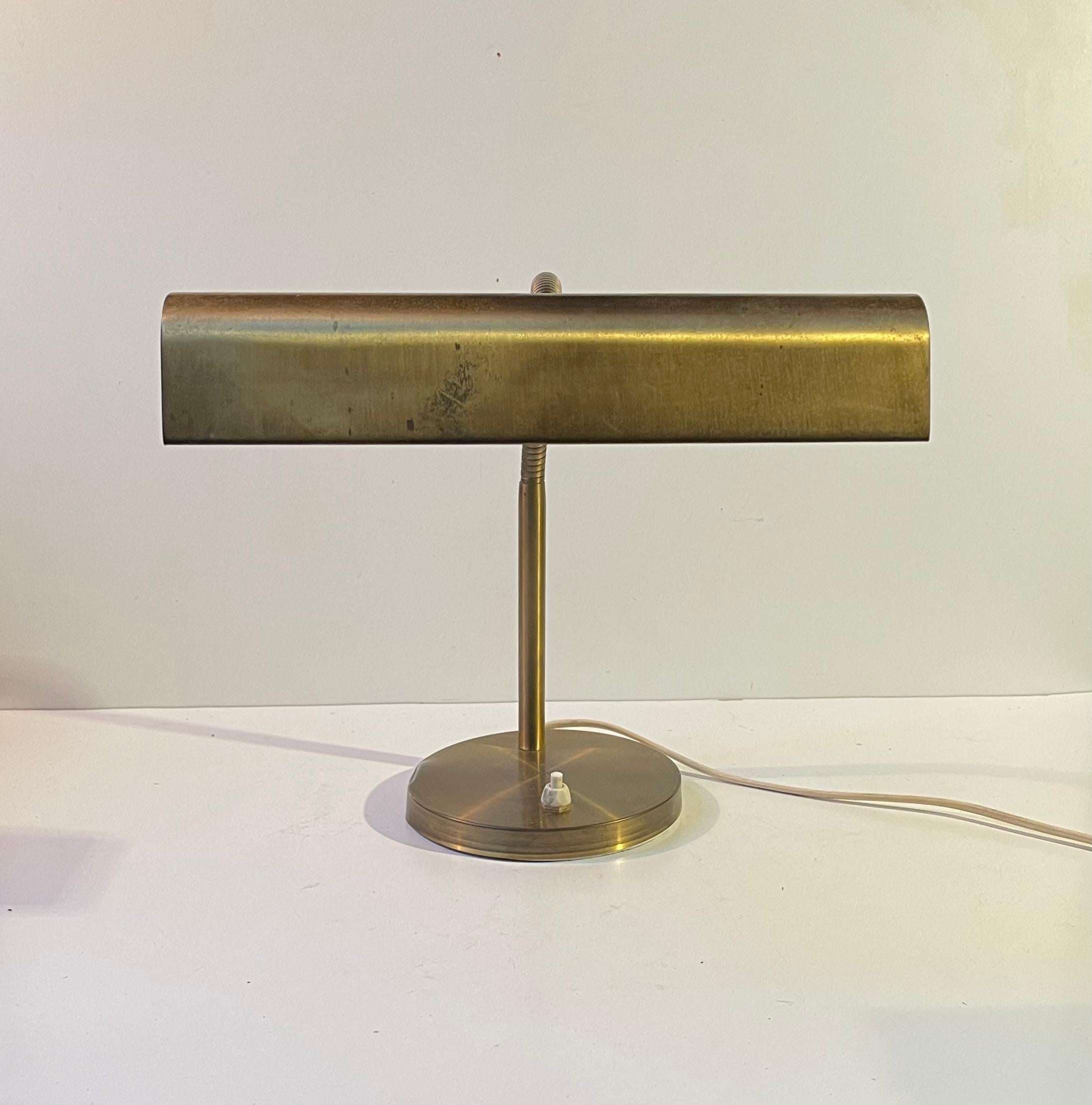 Mid-20th Century Mid-Century Danish Brass Bankers Desk Lamp by E. S. Horn, 1950s For Sale