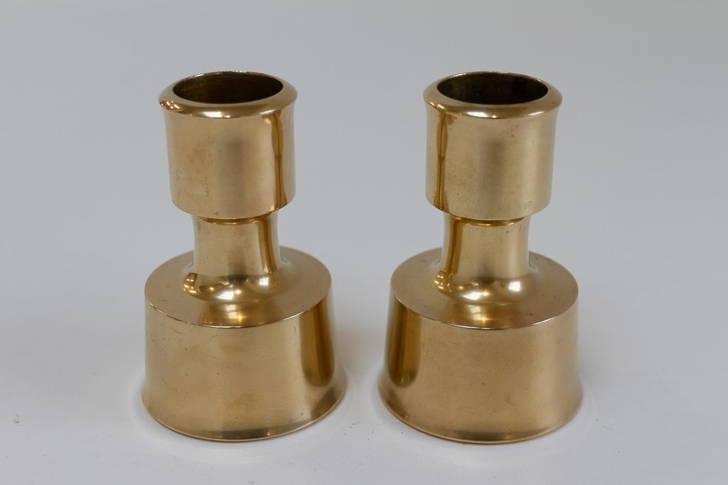 Scandinavian Modern Mid-Century Danish Brass Candleholders by Jens Quistgaard,  1960s. Set of 2. For Sale