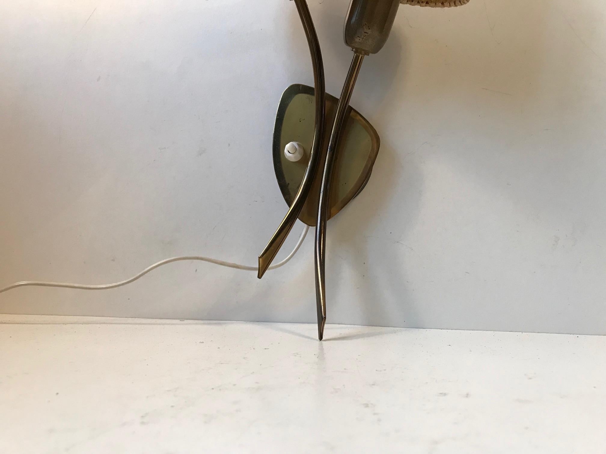 Midcentury Danish Brass Double Wall Light, 1950s For Sale 5