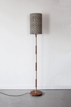 Mid Century, Danish, Brass & Teak Floor Lamp