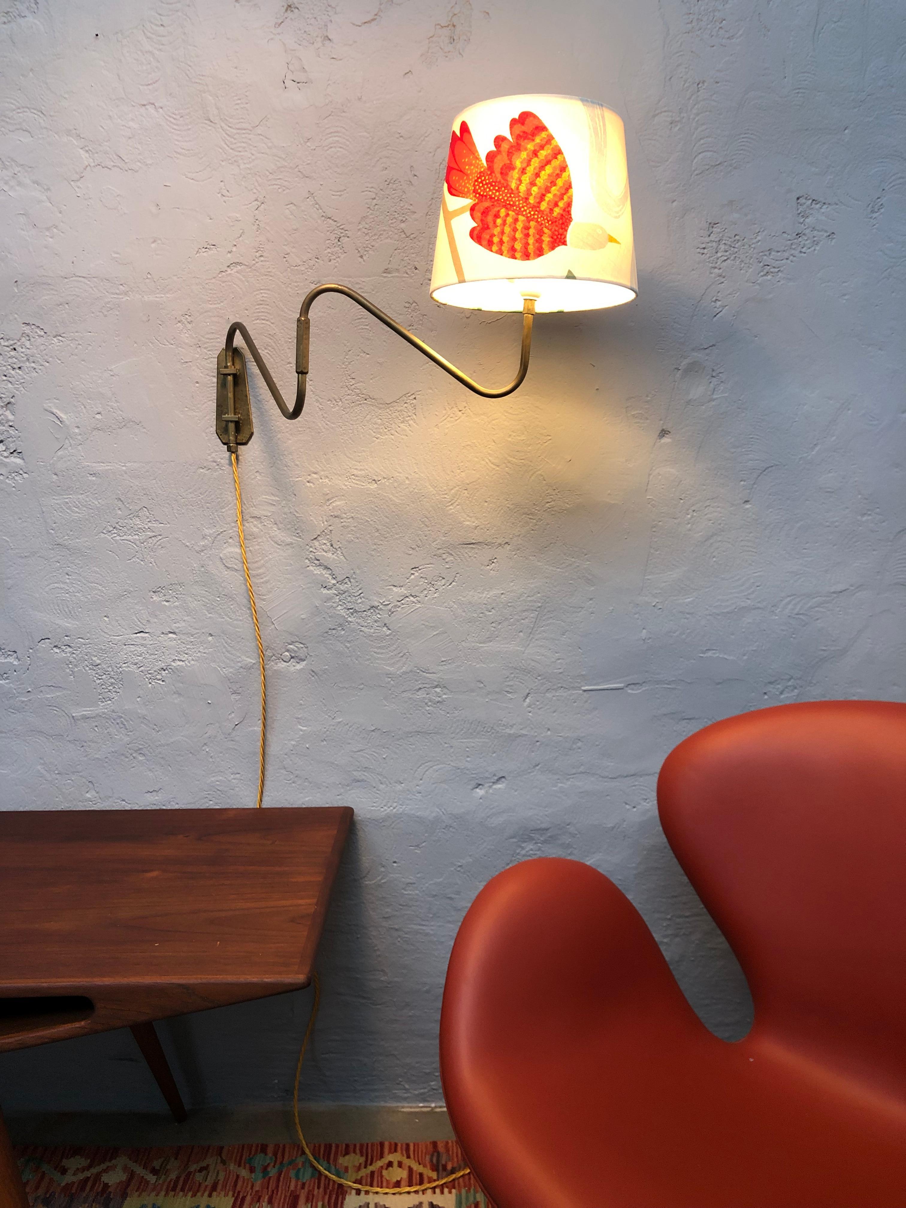 Midcentury Danish Brass Wall Lamp For Sale 4