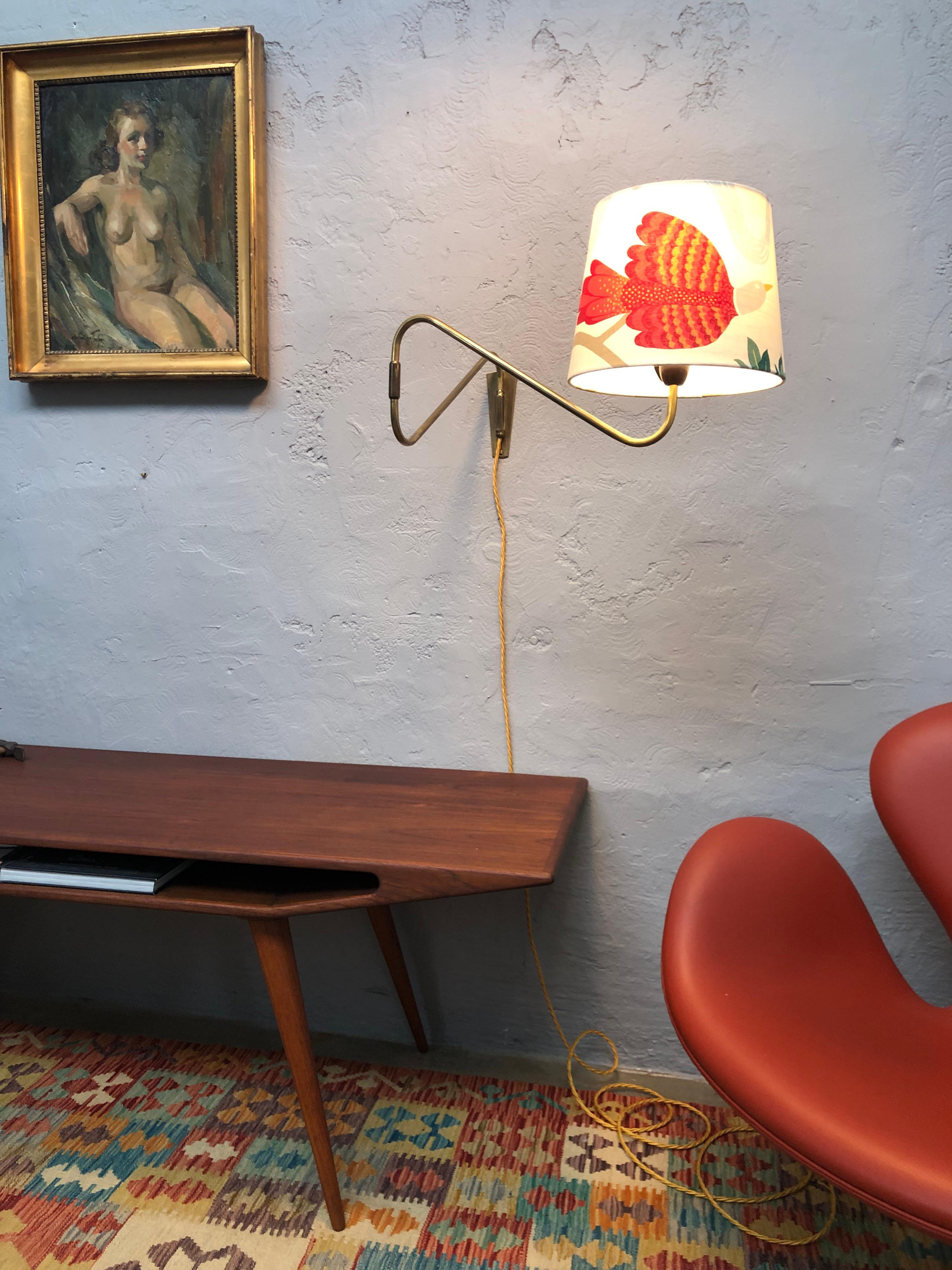 Midcentury Danish Brass Wall Lamp  For Sale 4