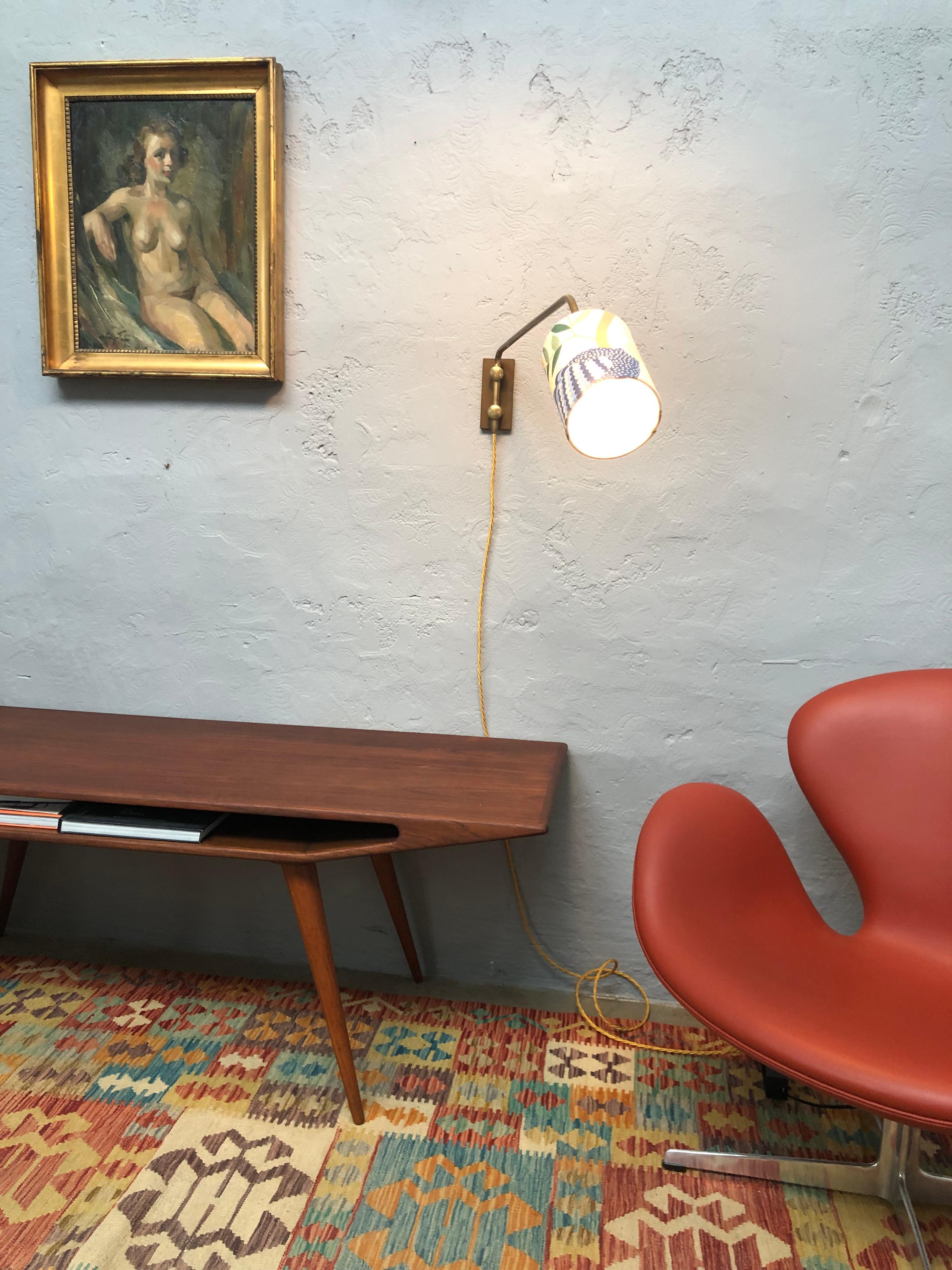 Midcentury Danish Brass Wall Lamp  For Sale 5