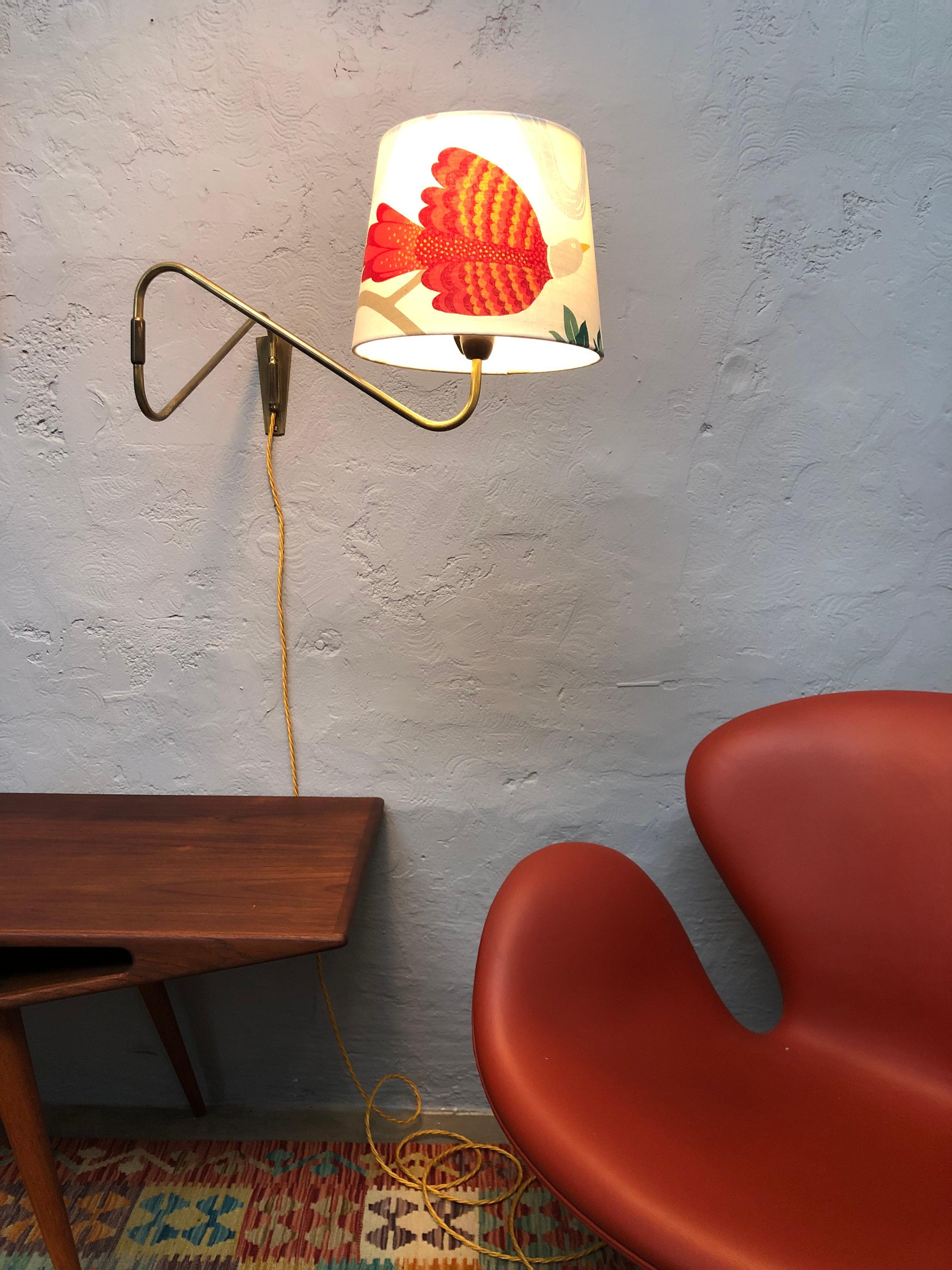 Midcentury Danish Brass Wall Lamp  For Sale 6